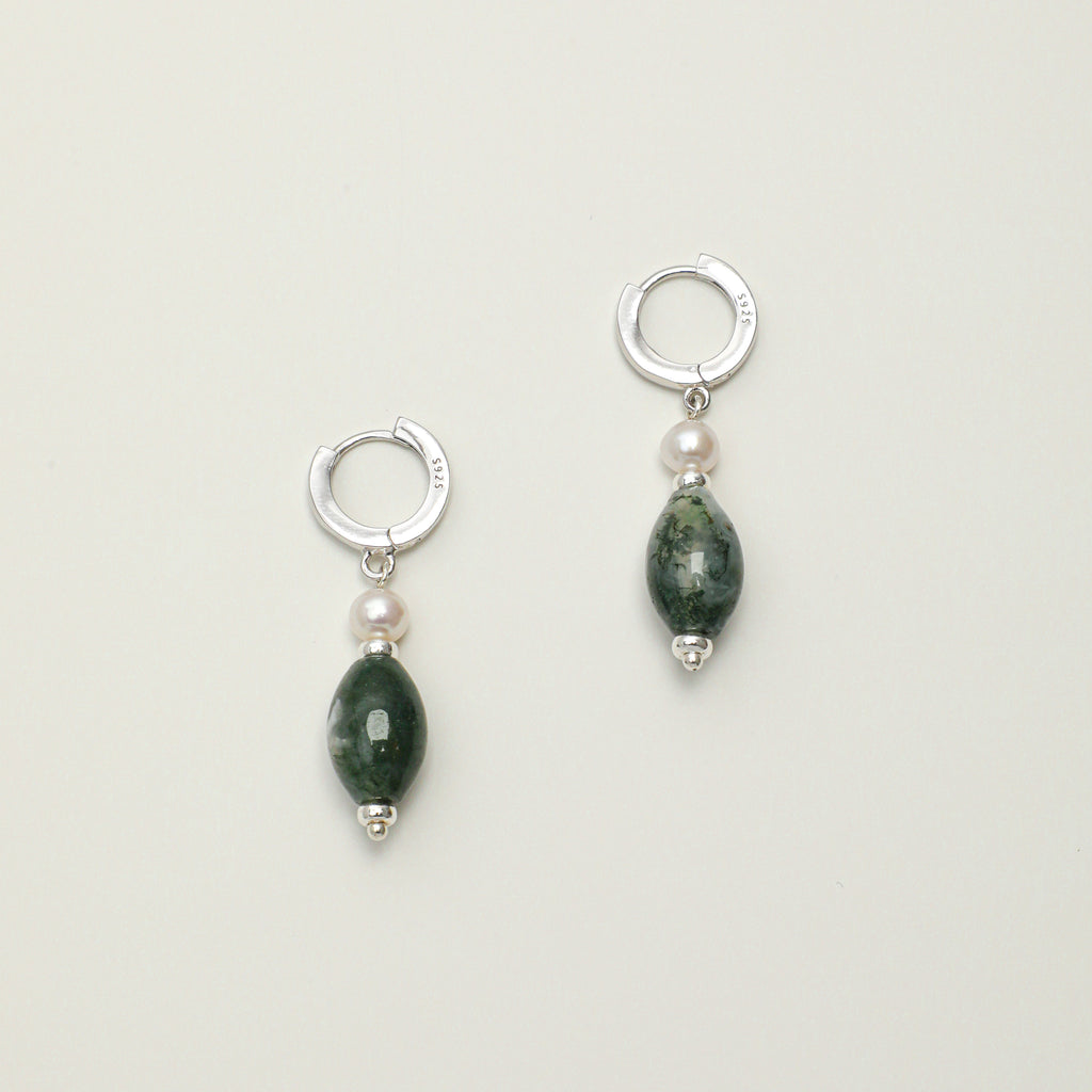 Dendritic Agate Freshwater Pearl Earrings main product image