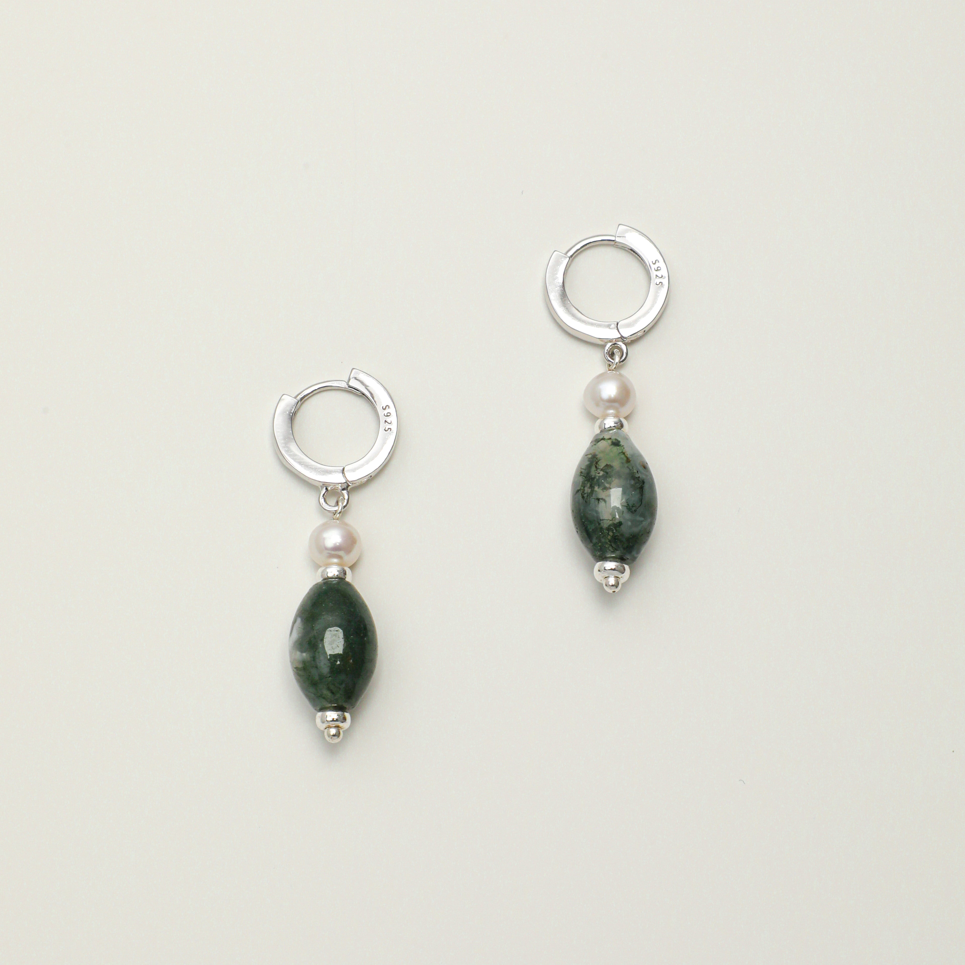 Dendritic Agate Freshwater Pearl Earrings PS2508168 main product image