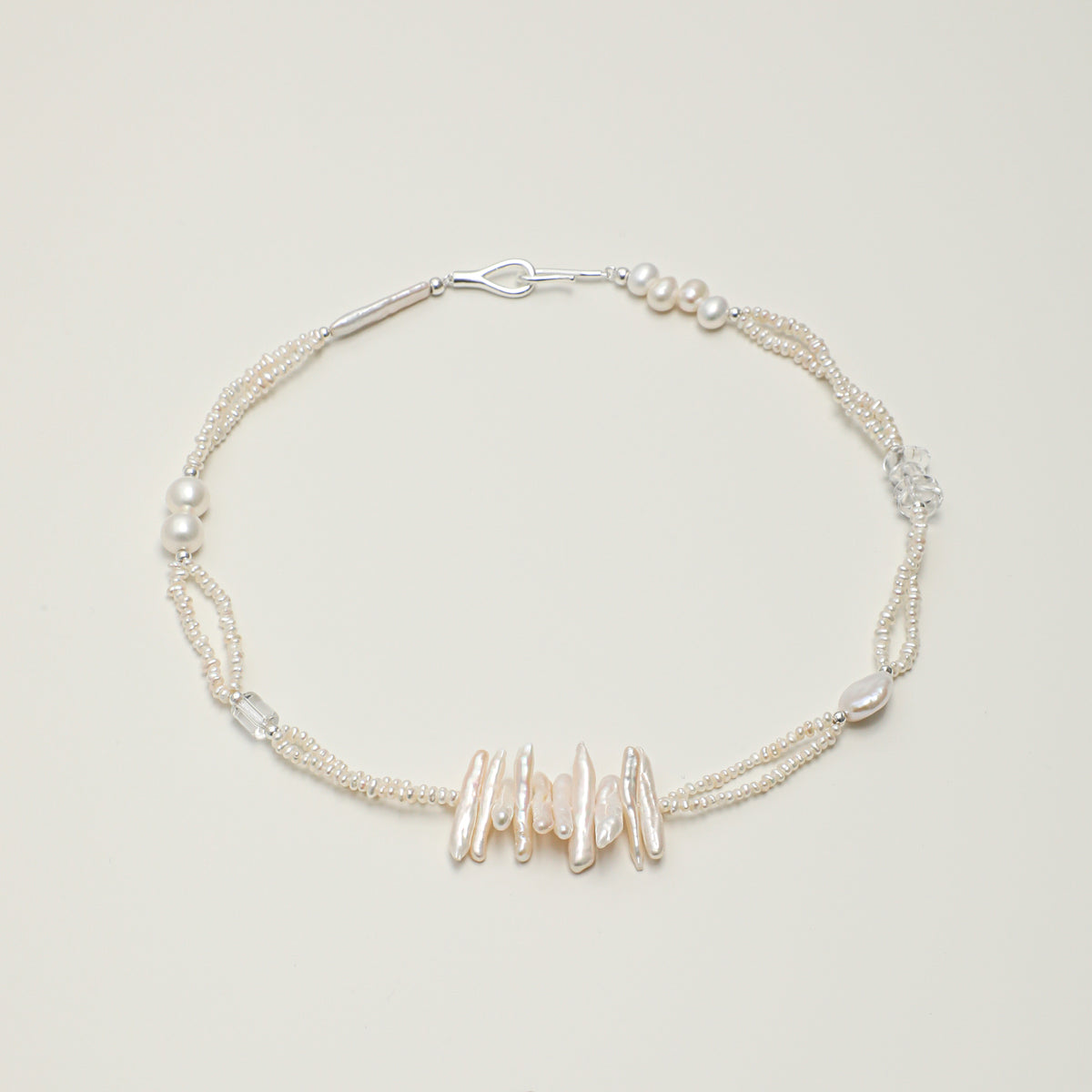 Freshwater Pearl & Clear Quartz Necklace - Branch Centre - product photograph