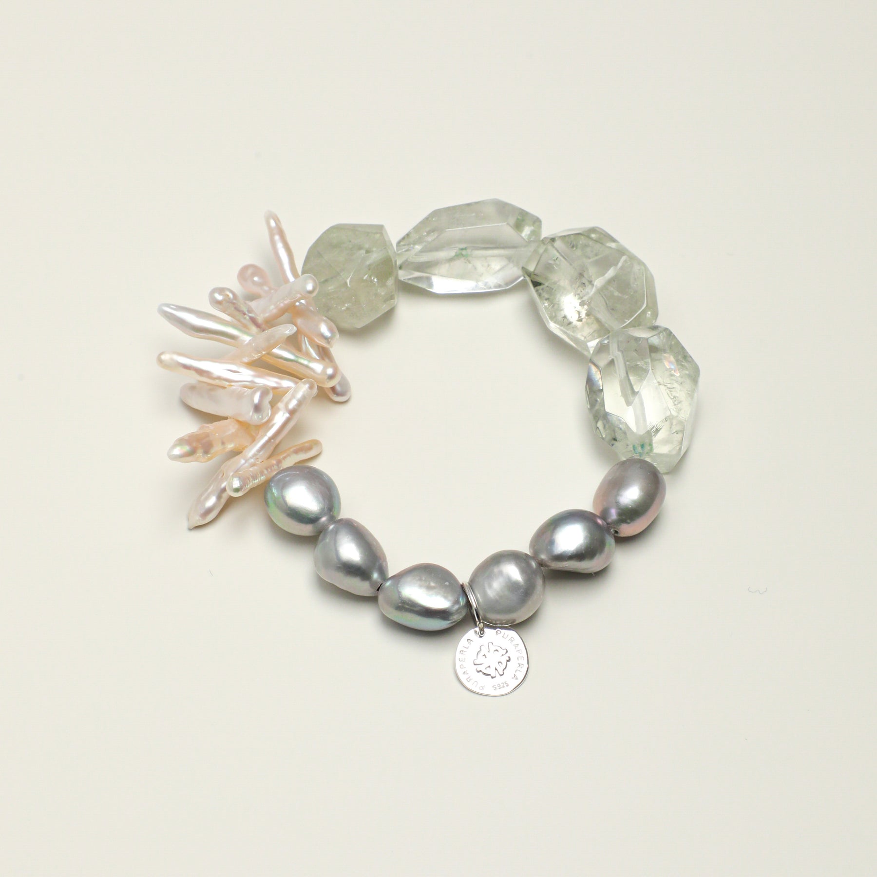 Green Quartz & Baroque Pearl Bracelet main product image