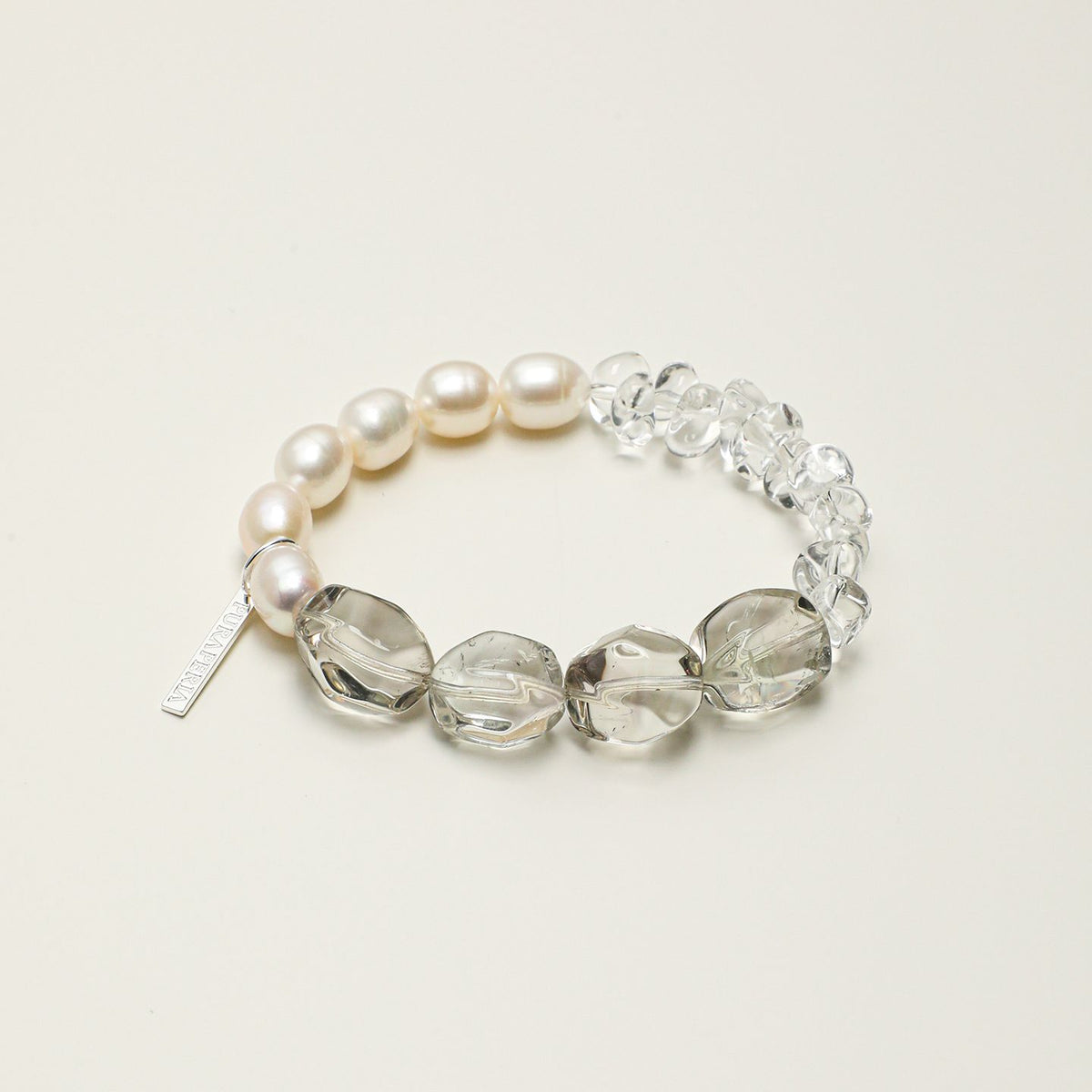 Green Quartz, Clear Quartz & Pearl Bracelet - Soft Green - product photograph
