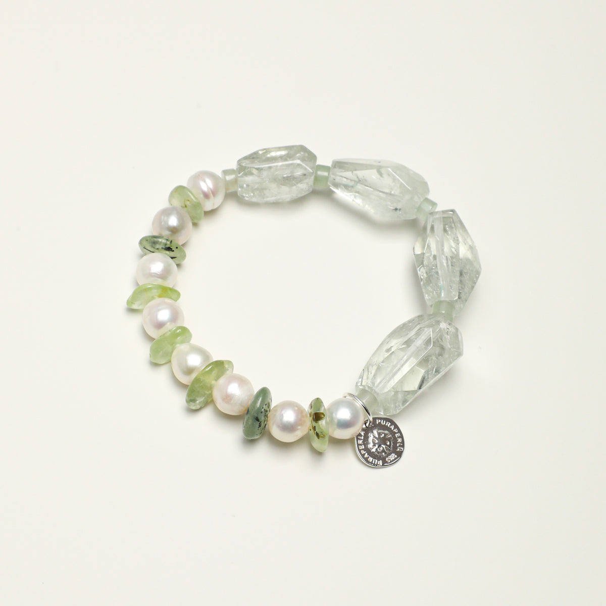 Green Quartz, Prehnite & Pearl Bracelet main product image