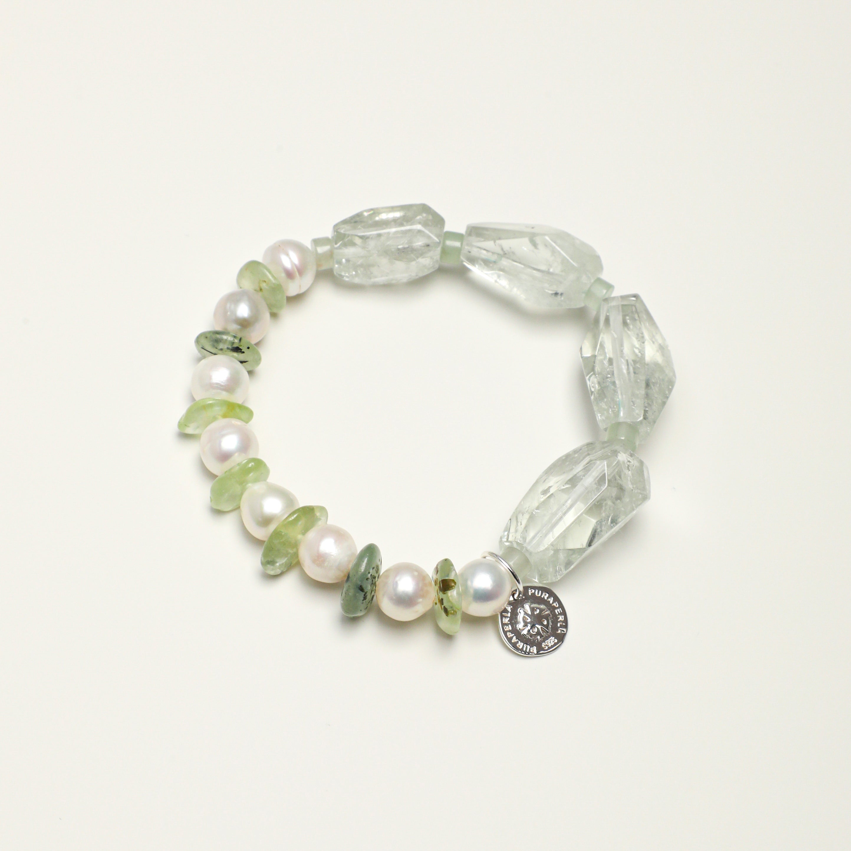 Green Quartz Prehnite Freshwater Pearl Bracelet PS2508179 main product image