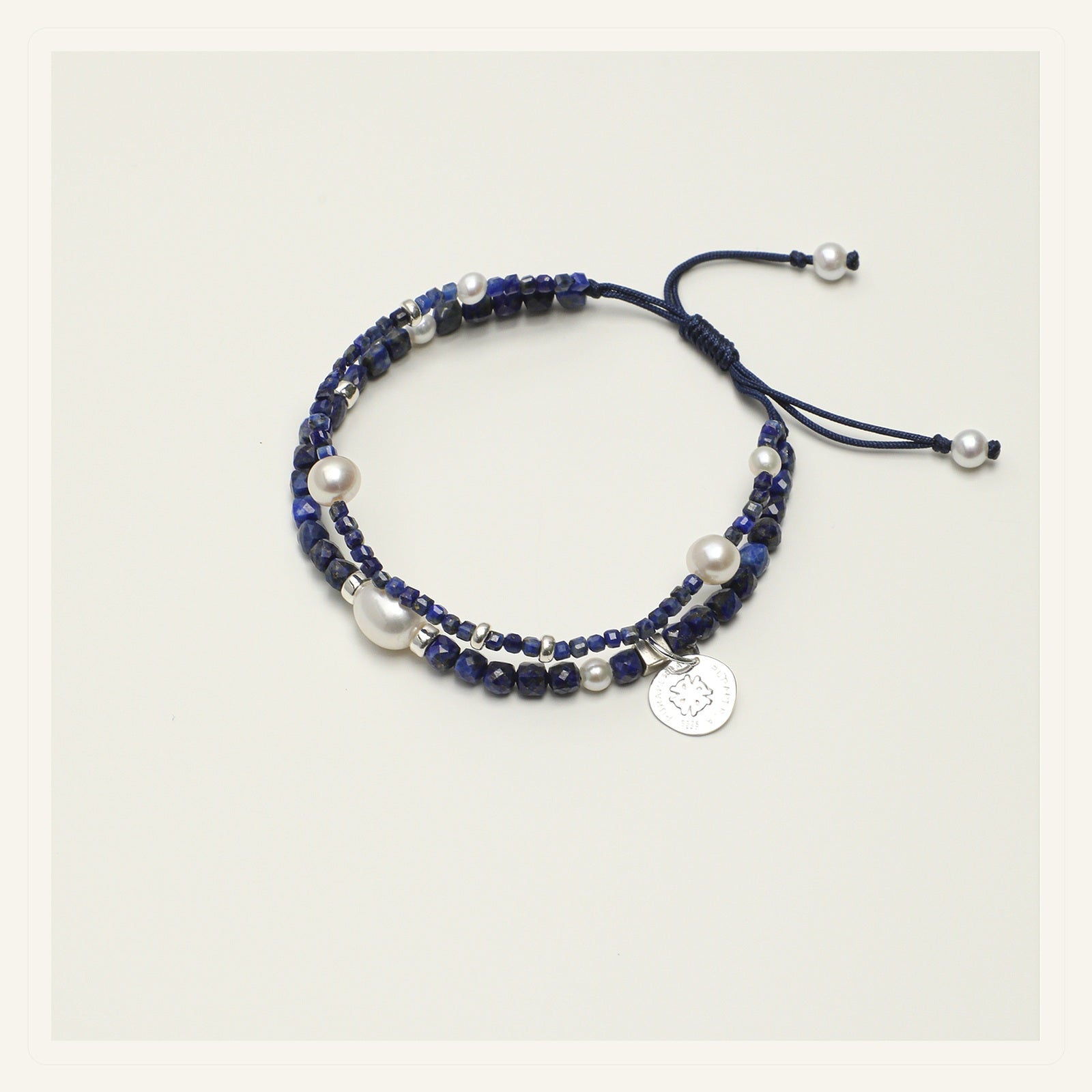Indigo Mist Lapis Pearl Double Bracelet