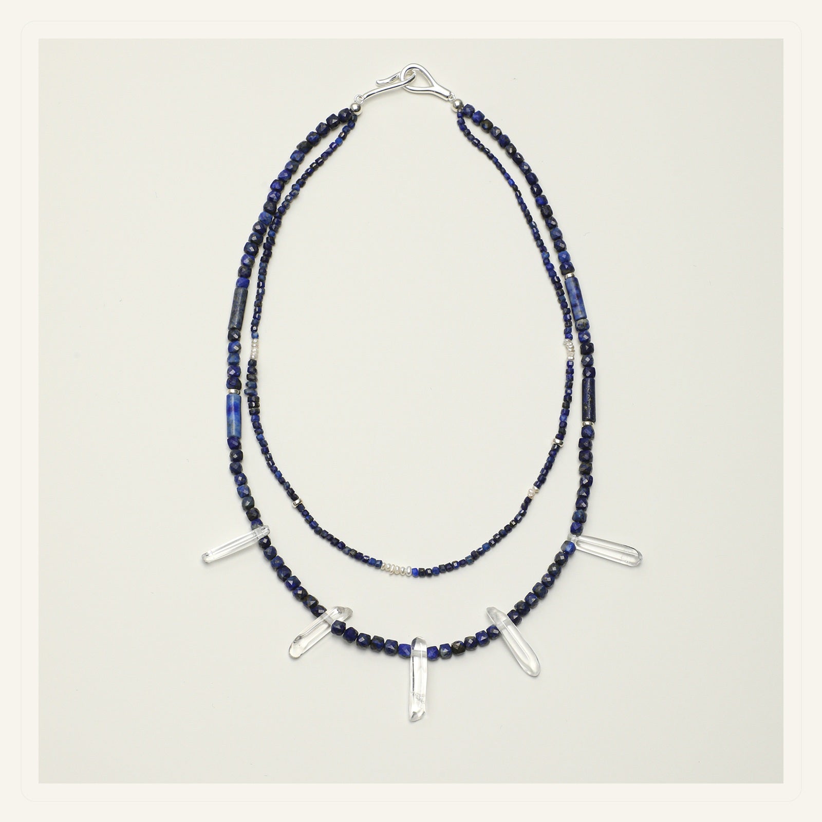 Indigo Mist Quartz Lapis Double Necklace