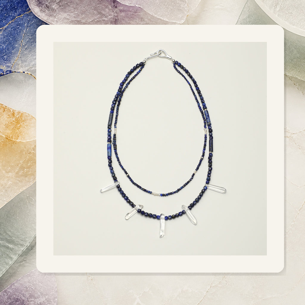 Indigo Mist Quartz Lapis Double Necklace