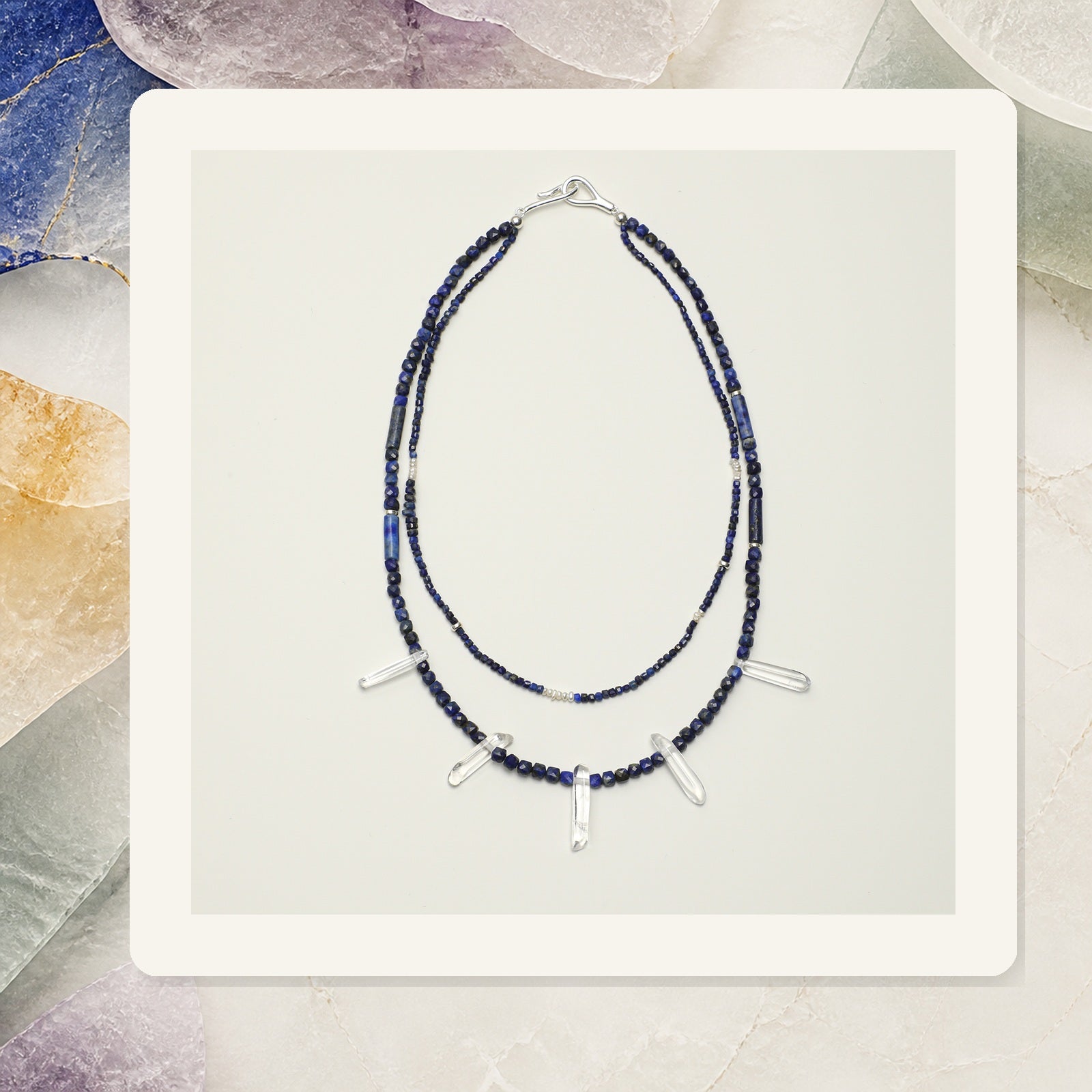 Indigo Mist Quartz Lapis Double Necklace