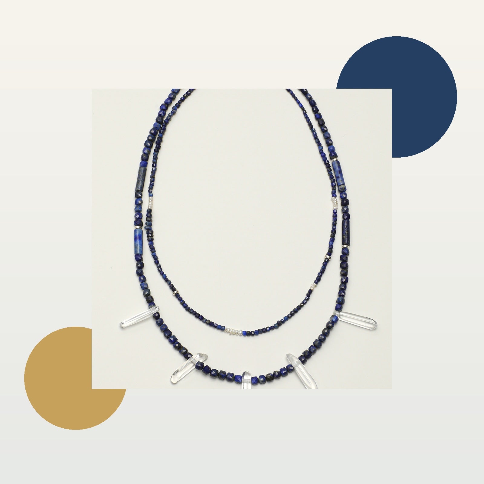 Indigo Mist Quartz Lapis Double Necklace