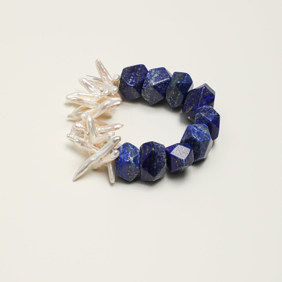 Lapis Lazuli & Baroque Pearl Bracelet - Branch Detail - product photograph