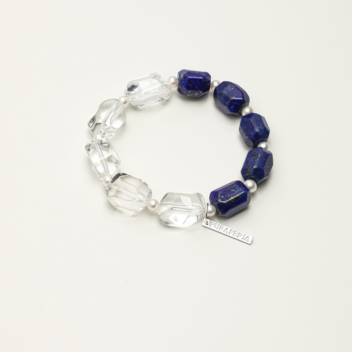 Lapis Lazuli & Clear Quartz Double-Point Bracelet