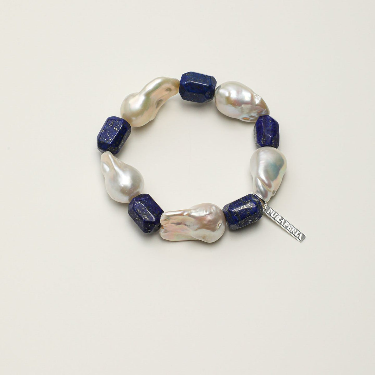 Lapis Lazuli & Large Baroque Pearl Bracelet - product photograph