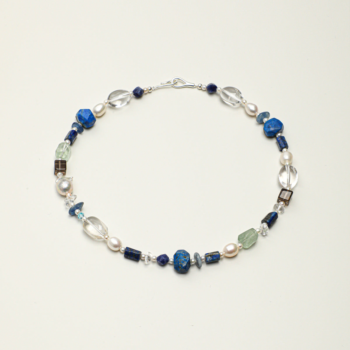 Lapis Lazuli, Quartz & Pearl Mixed-Shape Necklace