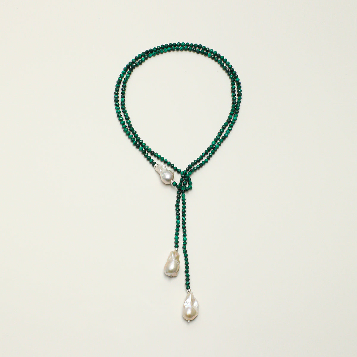 Malachite & Baroque Pearl Long Necklace