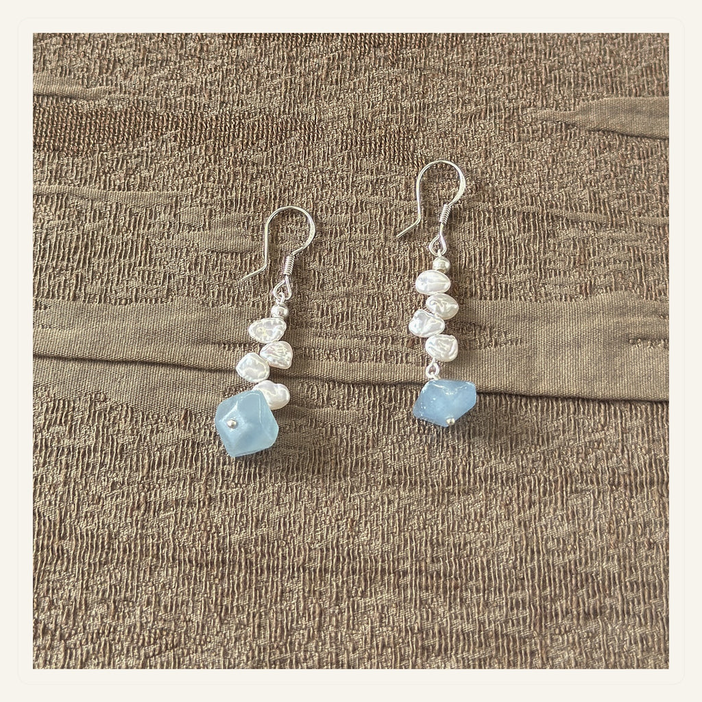 Mist Blue Baroque Pearl Drop Earrings