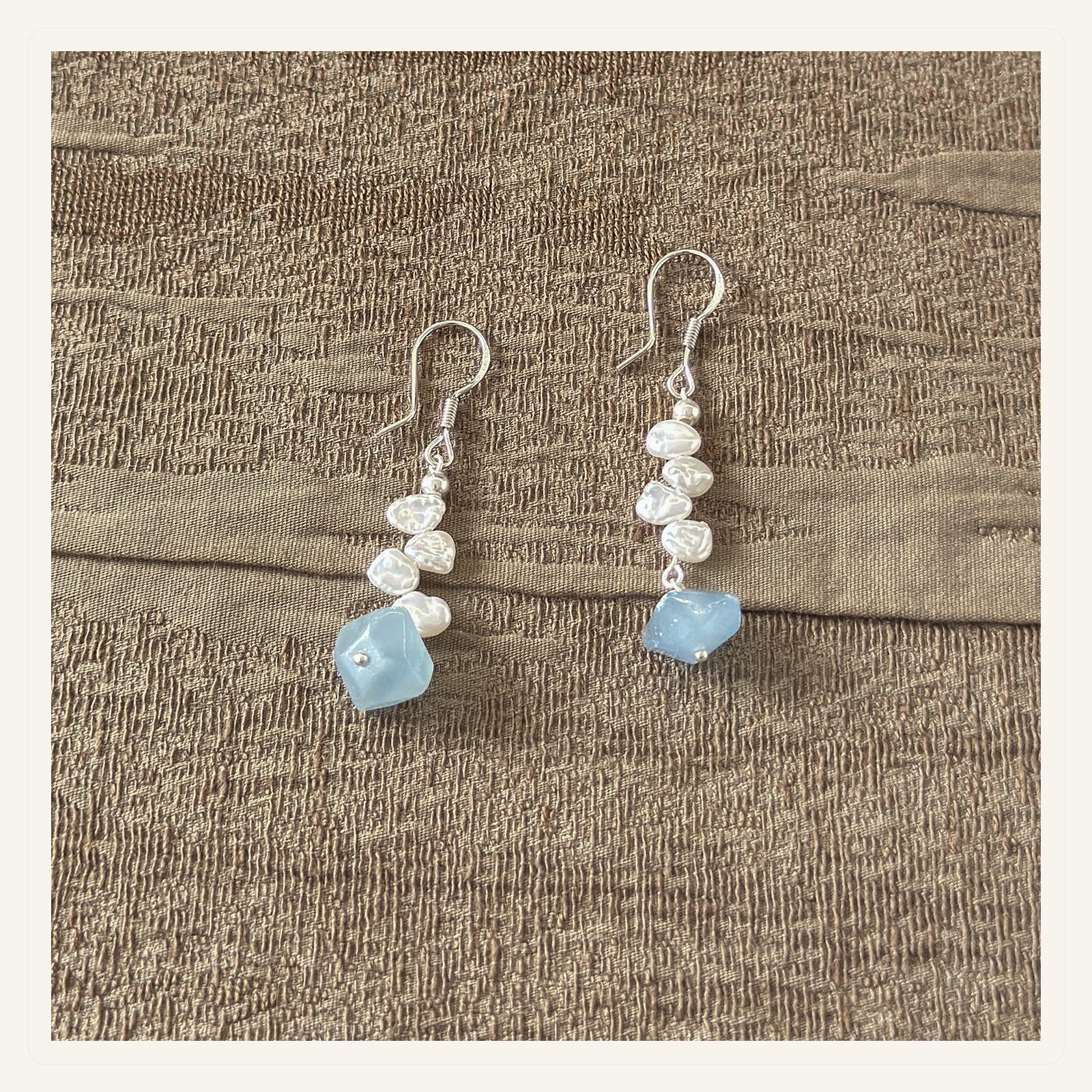 Mist Blue Baroque Pearl Drop Earrings