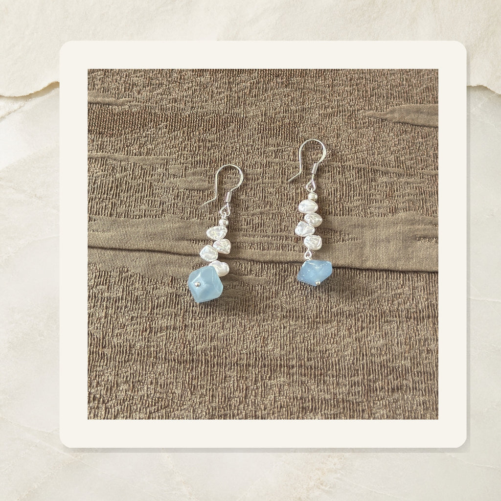 Mist Blue Baroque Pearl Drop Earrings