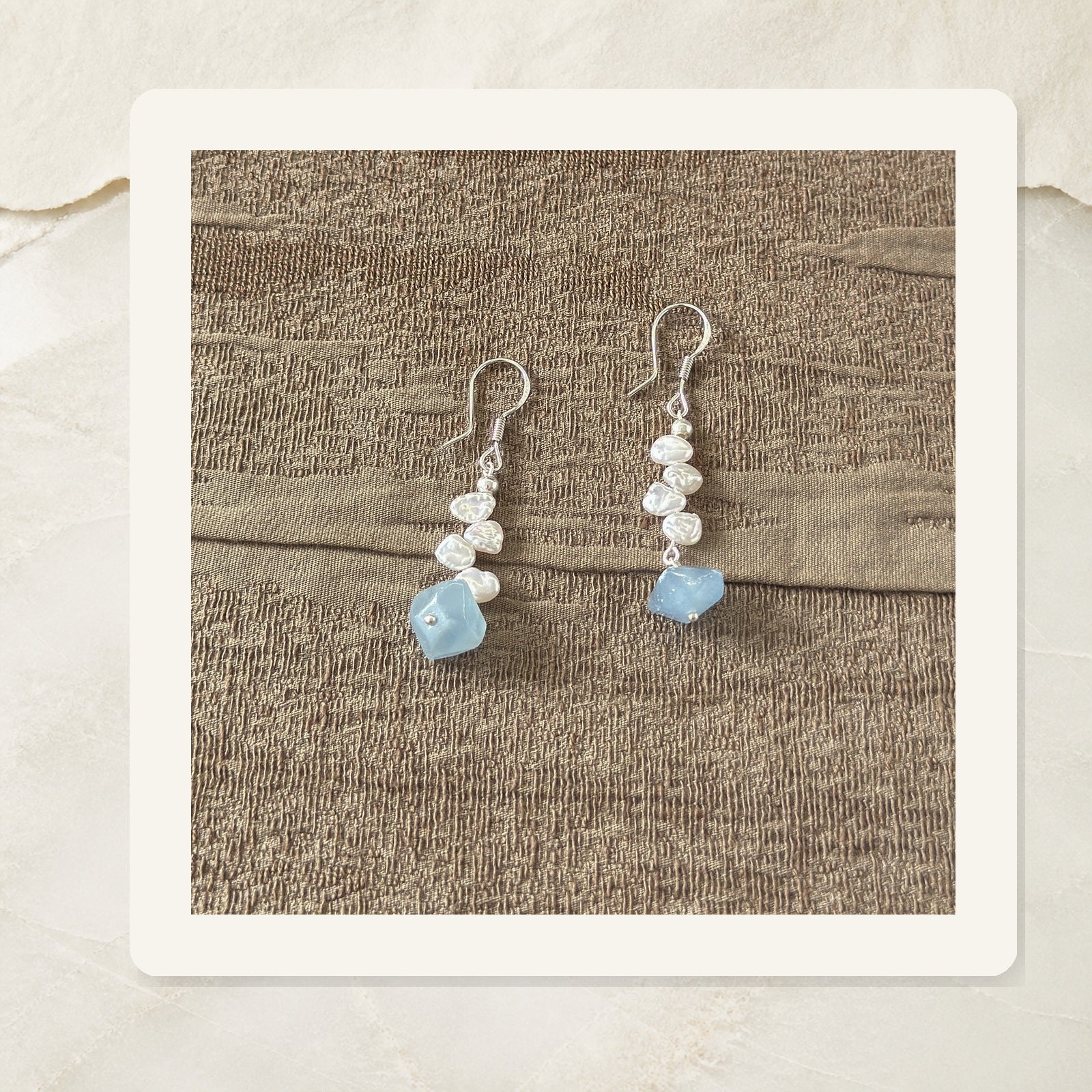 Mist Blue Baroque Pearl Drop Earrings
