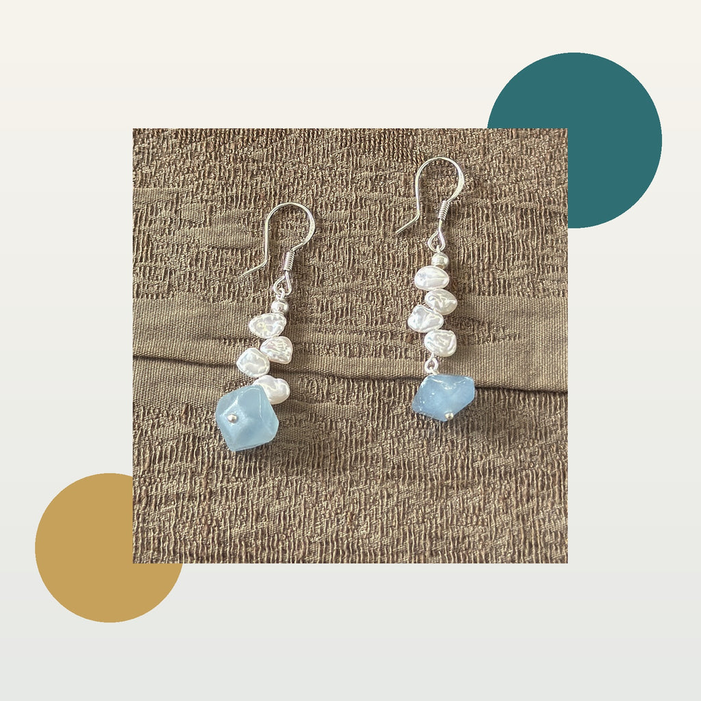Mist Blue Baroque Pearl Drop Earrings