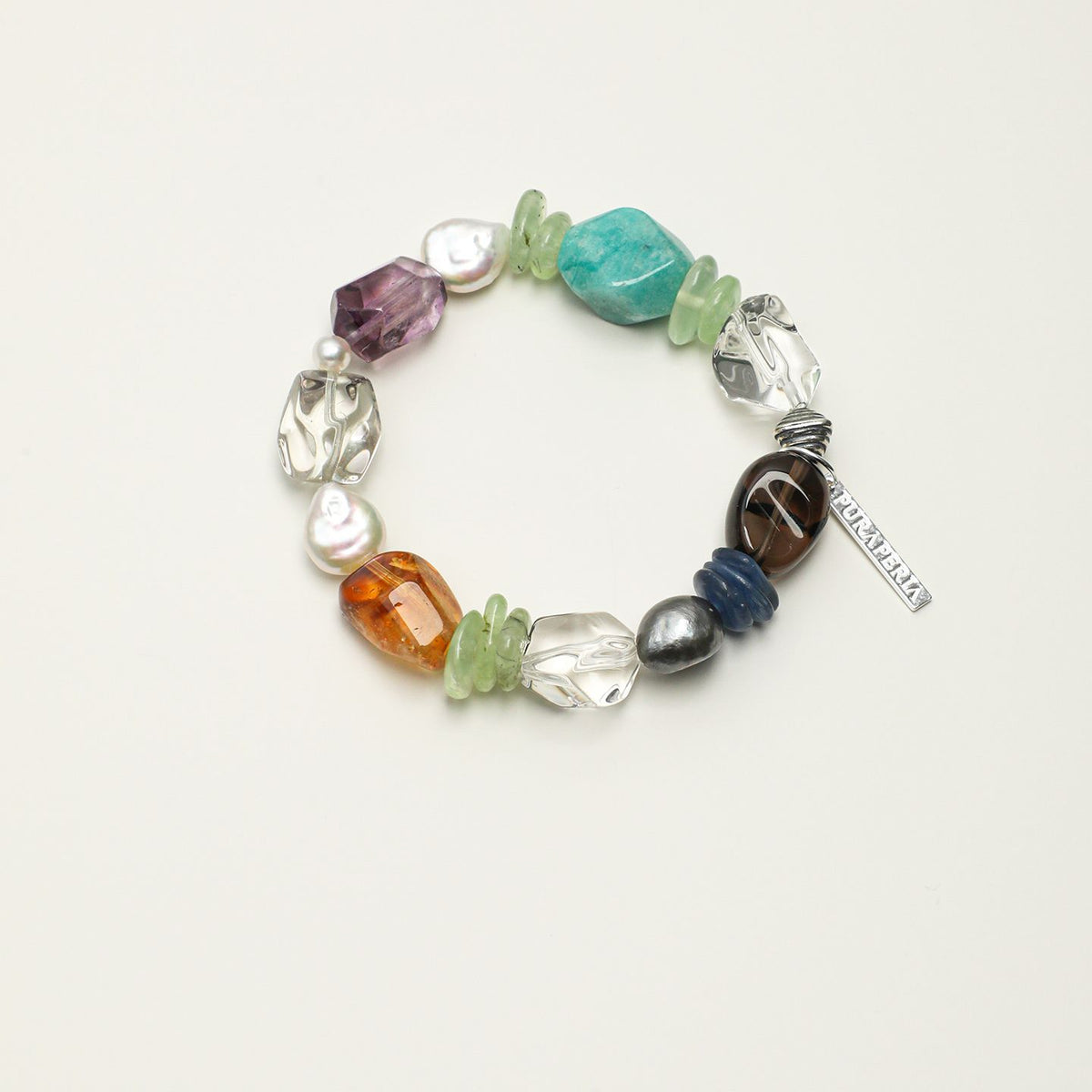 Mixed Gemstone & Baroque Pearl Bracelet - Colour Mosaic - product photograph