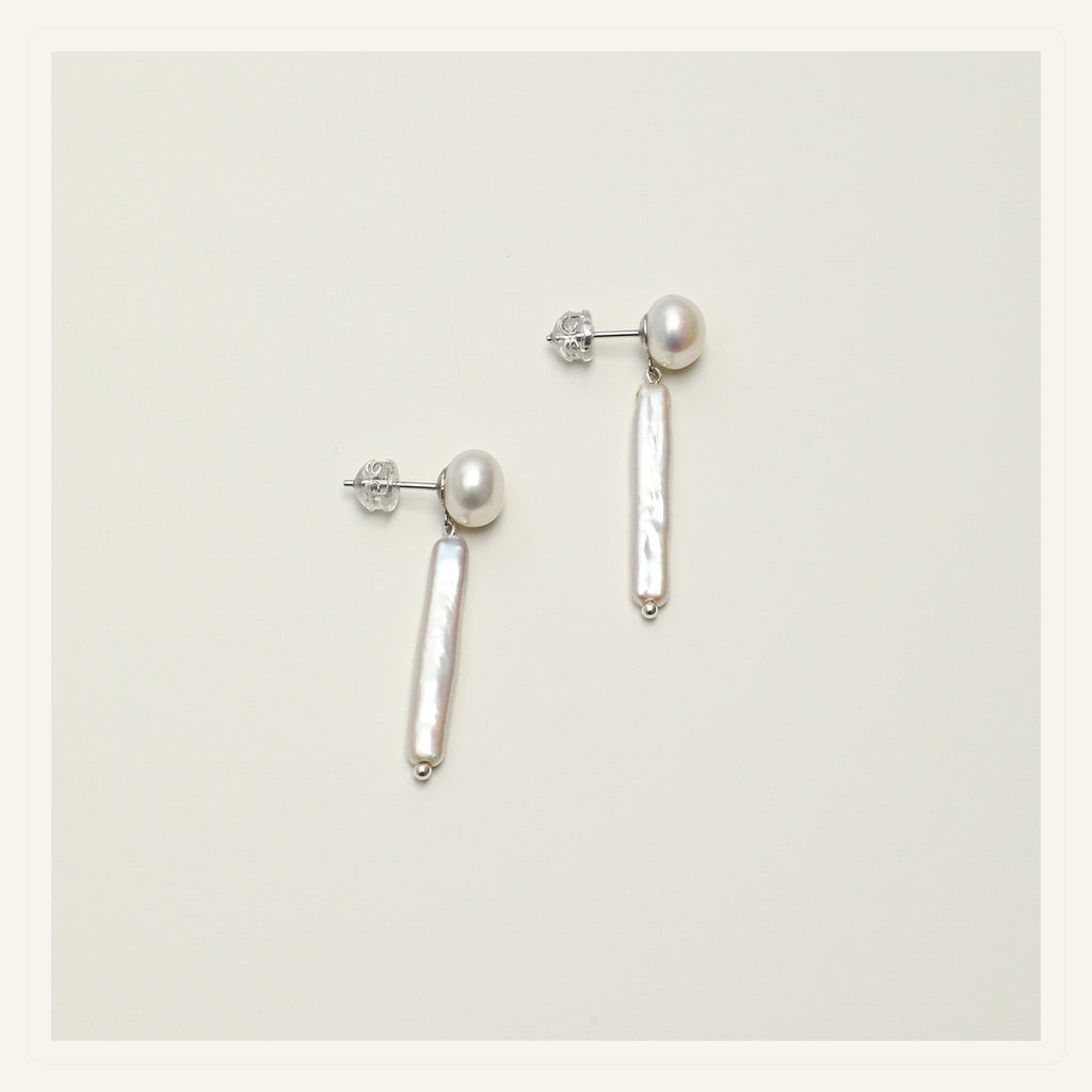 Moon White Pearl Drop Earrings