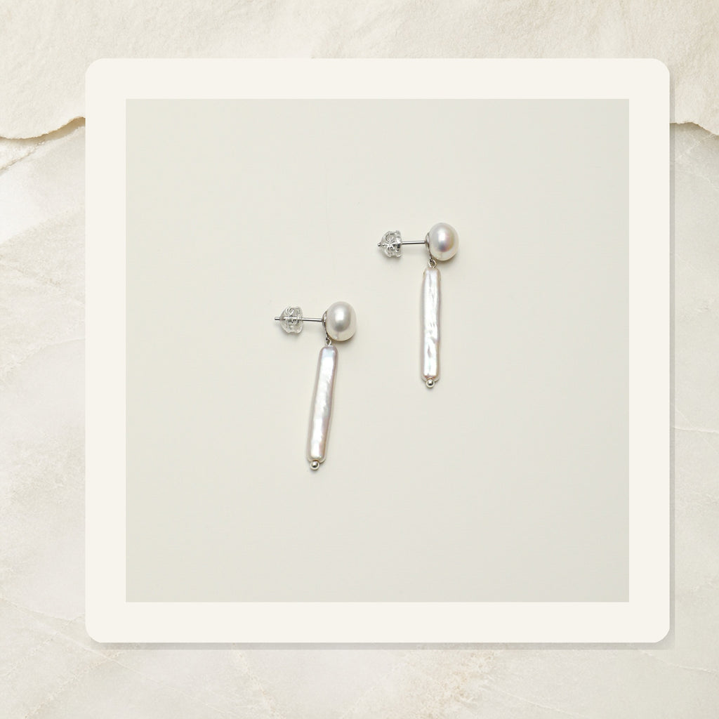 Moon White Pearl Drop Earrings