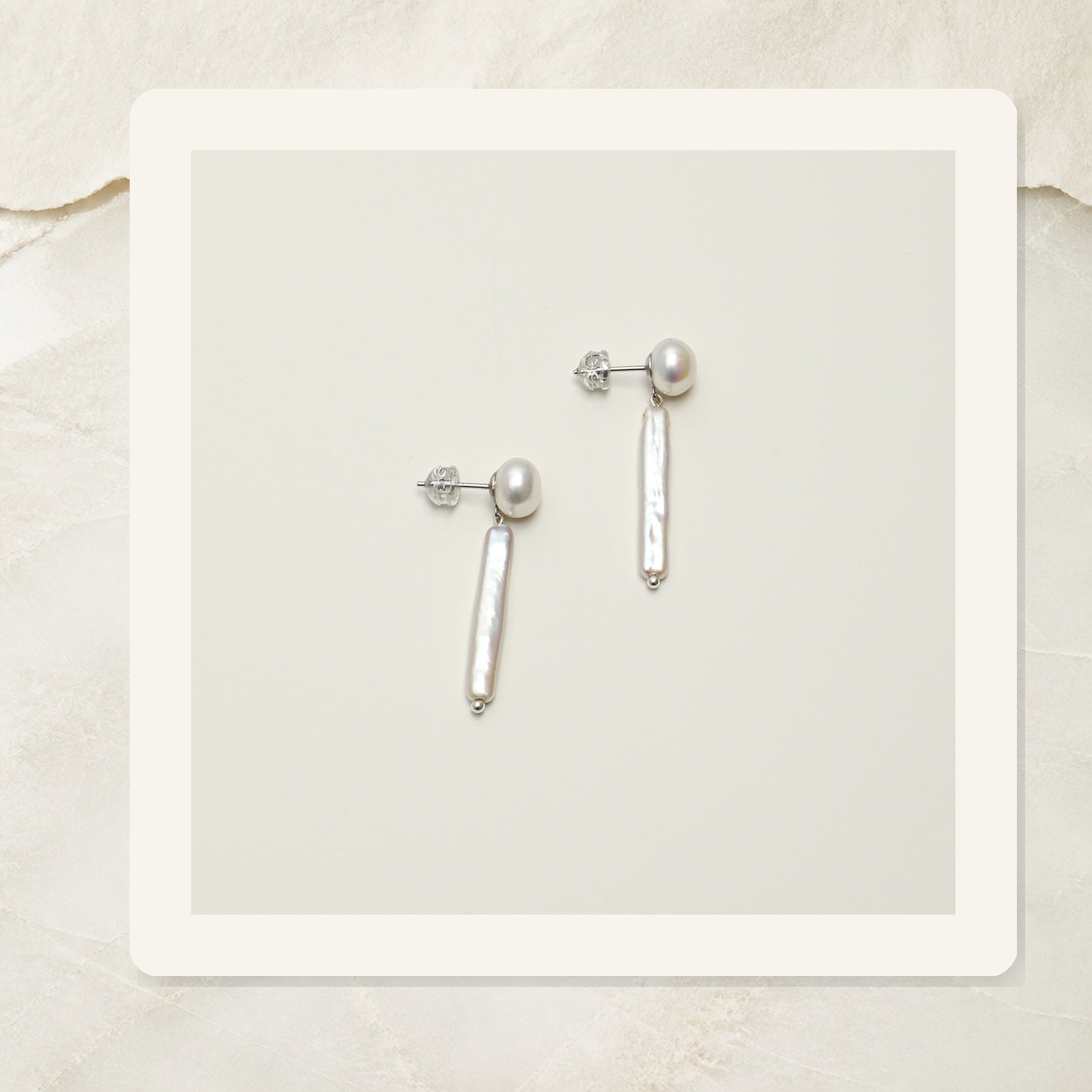 Moon White Pearl Drop Earrings