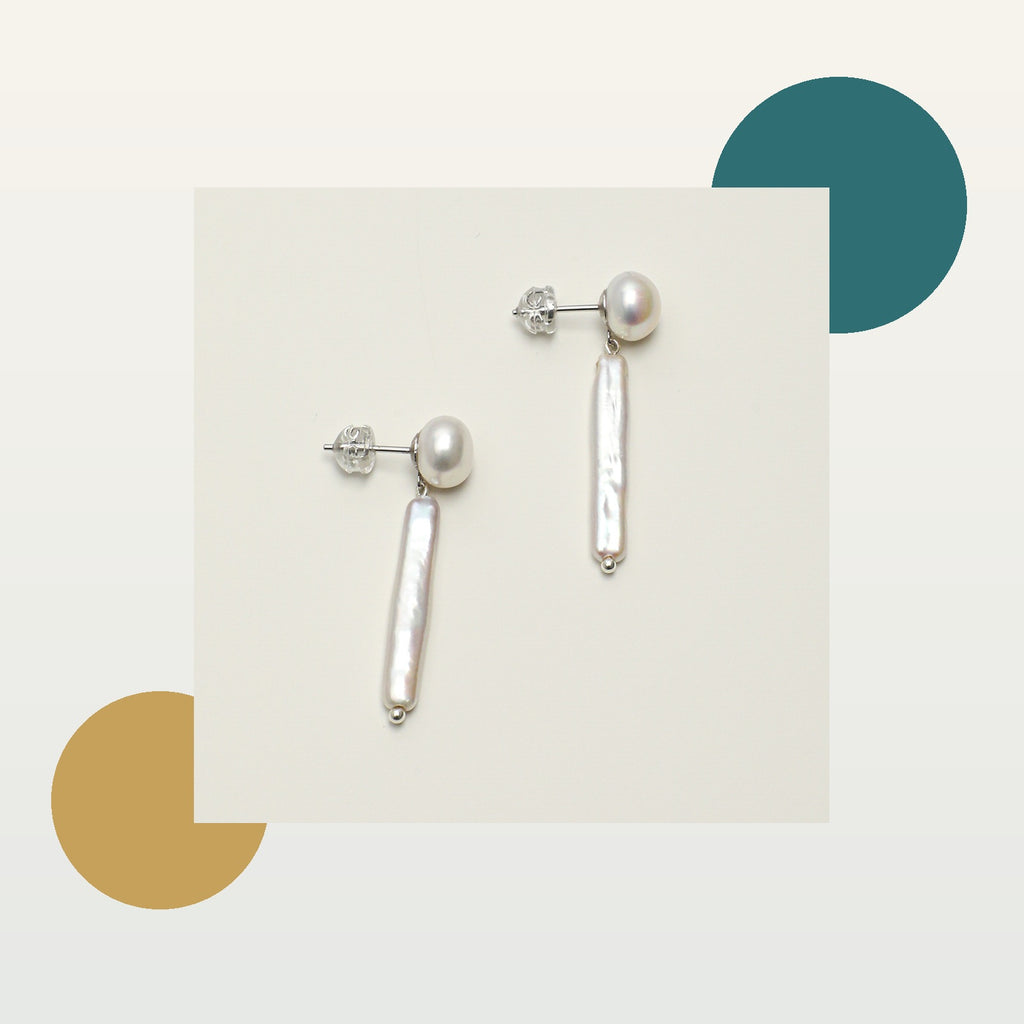 Moon White Pearl Drop Earrings