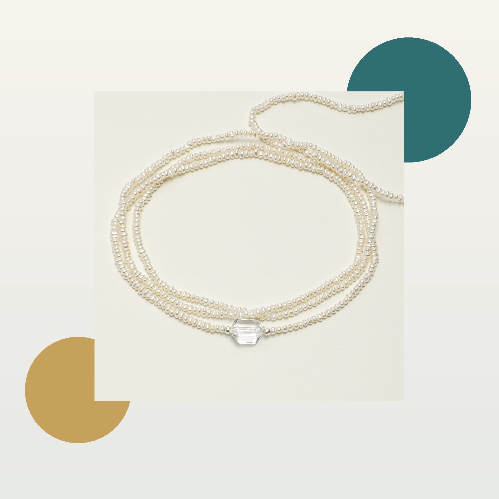 Moon White Pearl Long Layering Necklace
