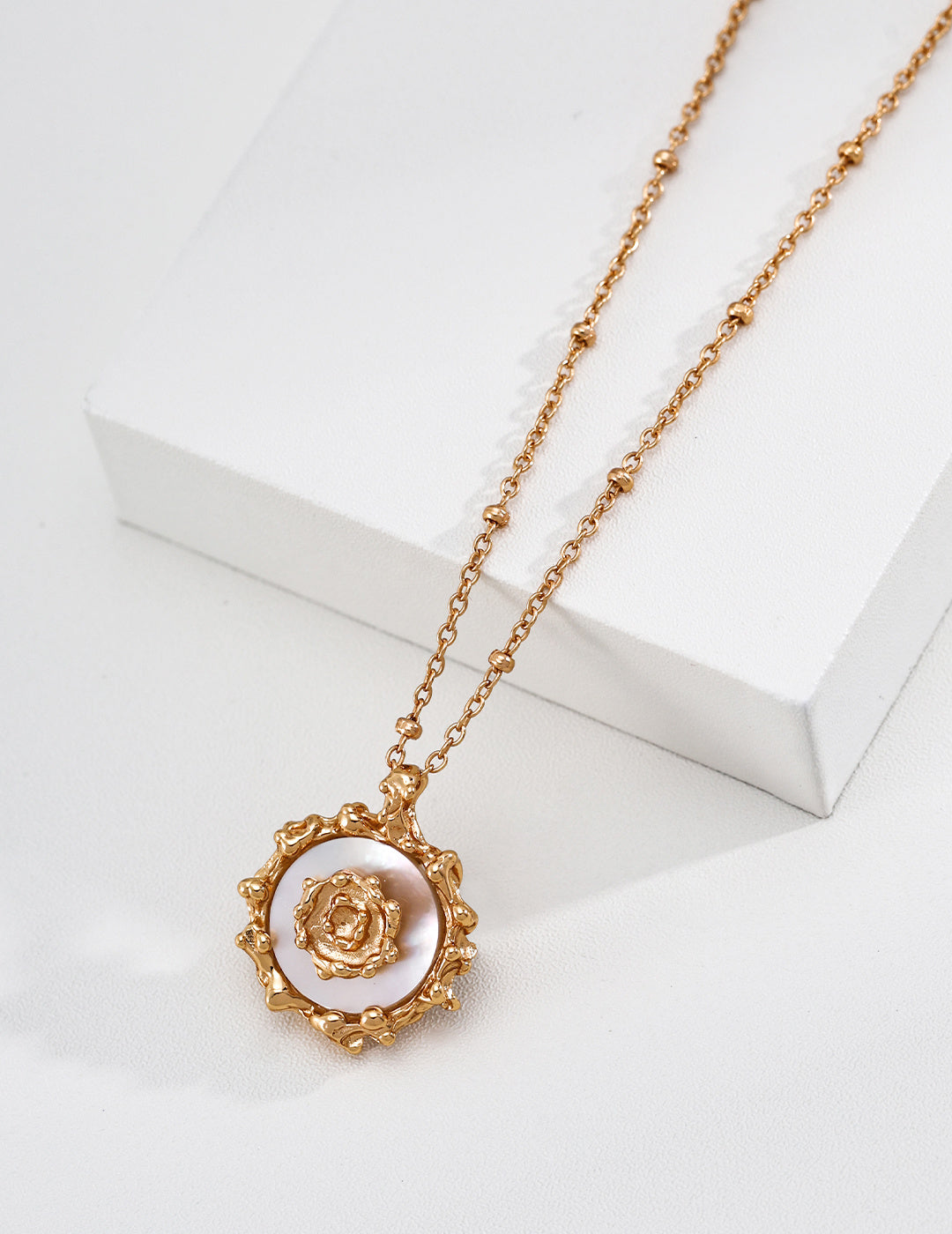 Mother-of-Pearl Sun Medallion Necklace — detail or styling view; other jewelry sold separately