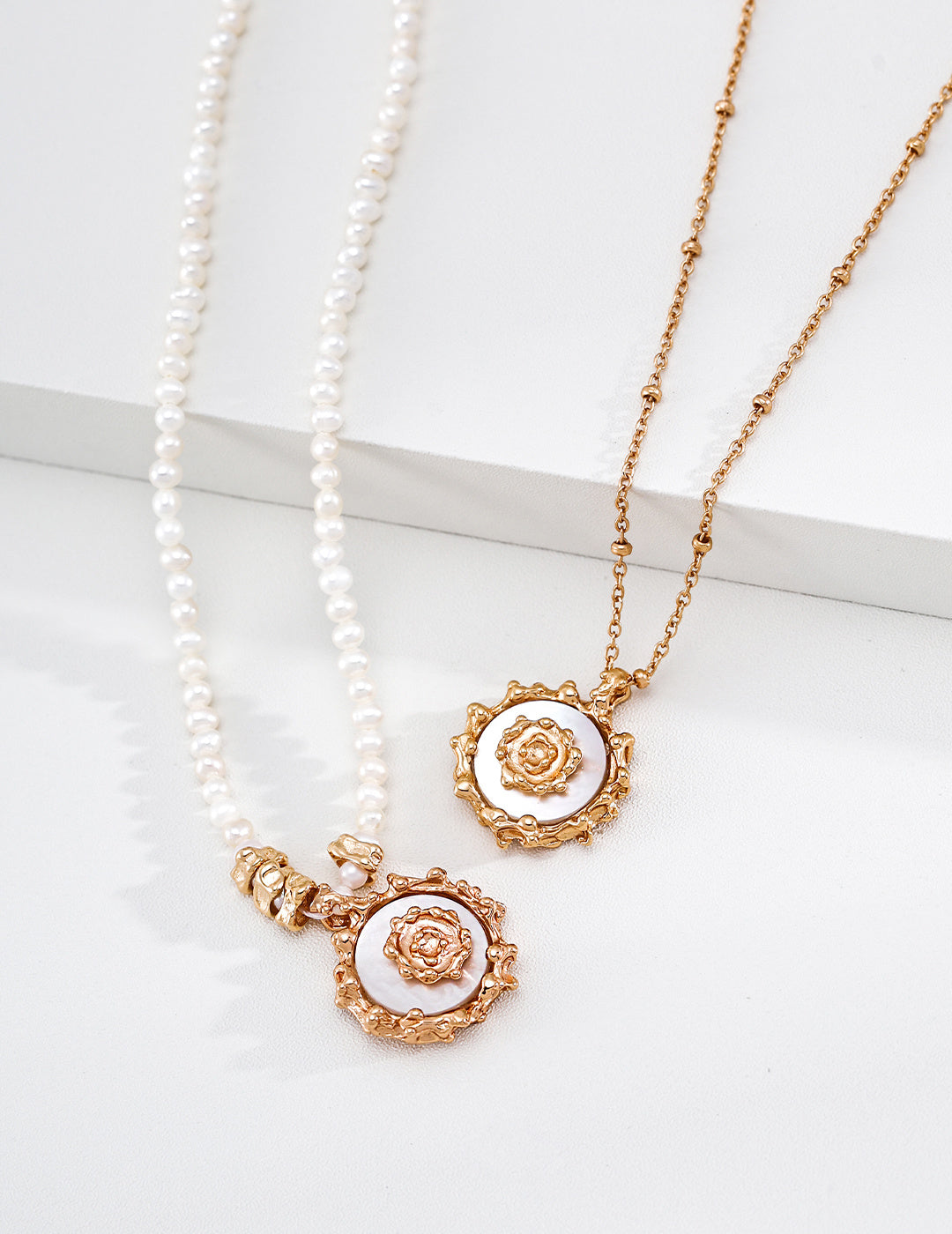 Mother-of-Pearl Sun Medallion Necklace — detail or styling view; other jewelry sold separately