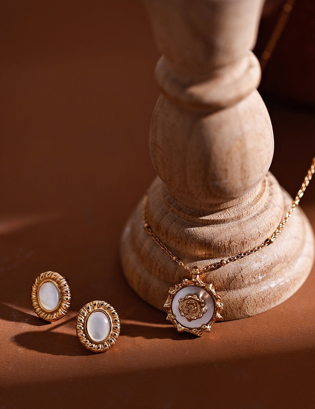 Mother-of-Pearl Sun Medallion Necklace — detail or styling view; other jewelry sold separately