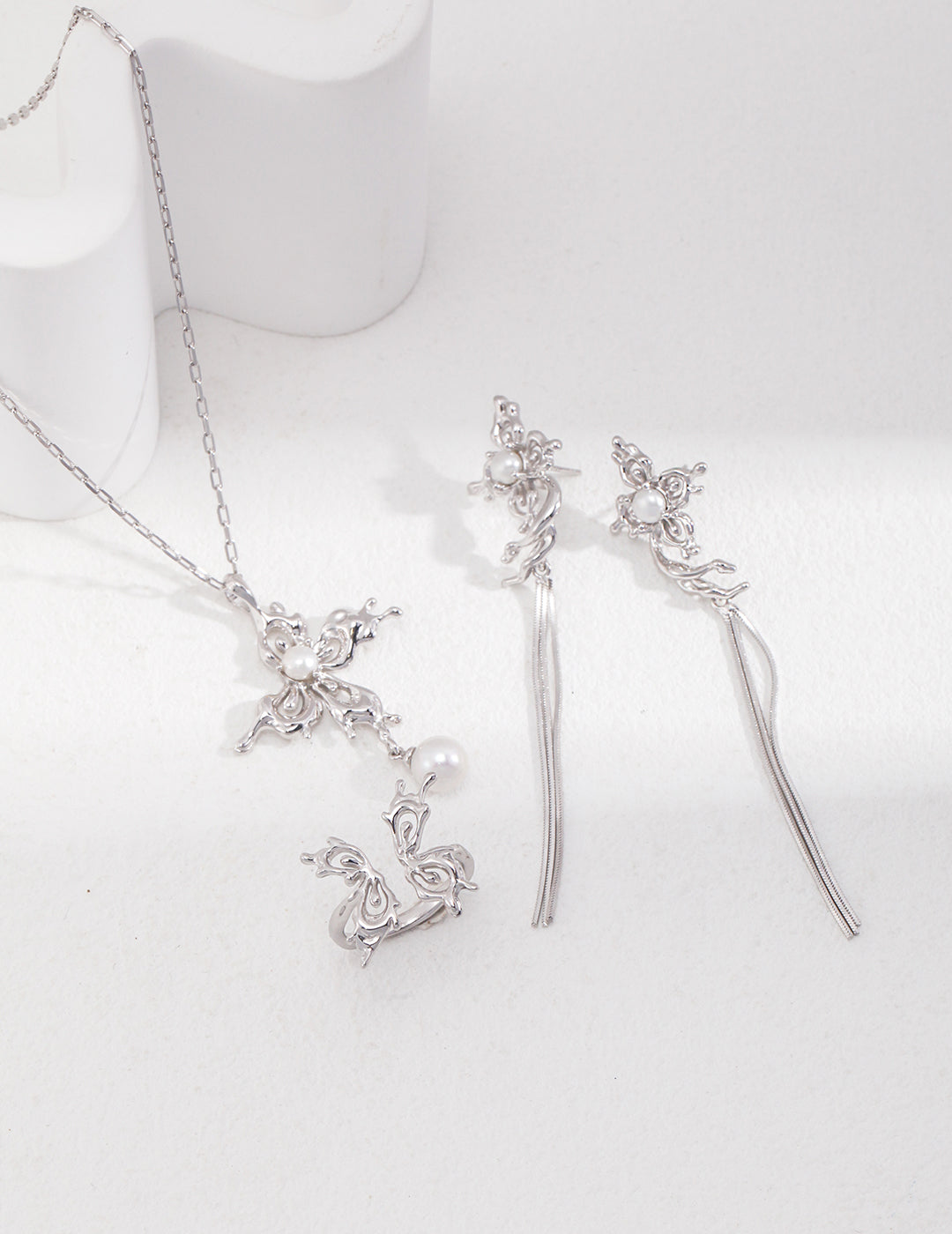 Orchid Pearl Drop Necklace — detail or styling view; other jewelry sold separately