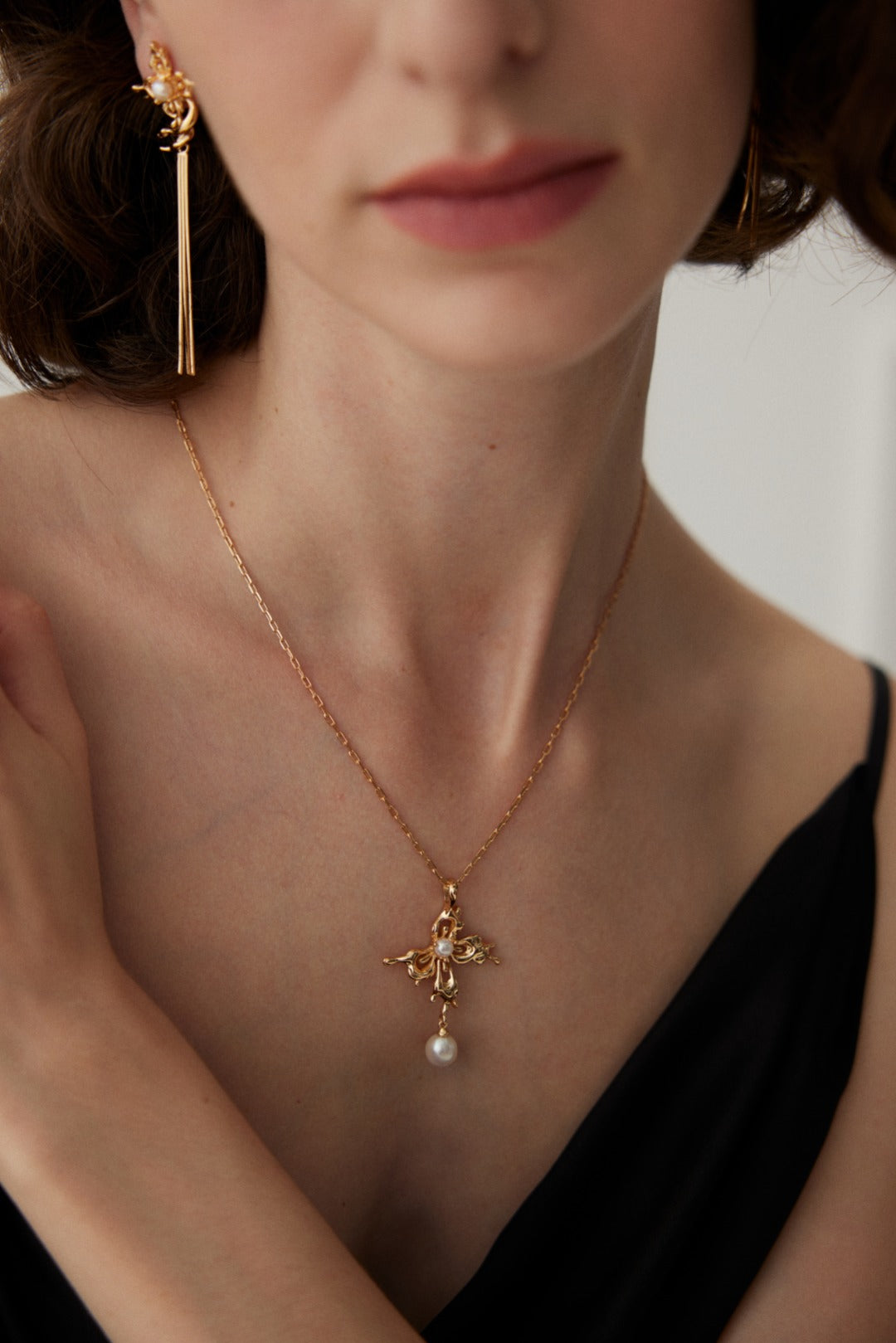 Orchid Pearl Drop Necklace — detail or styling view; other jewelry sold separately