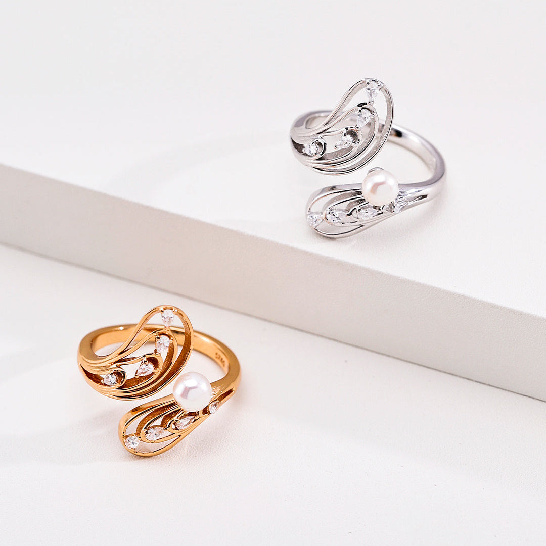 Butterfly Pearl Open Ring | 925 Sterling Silver