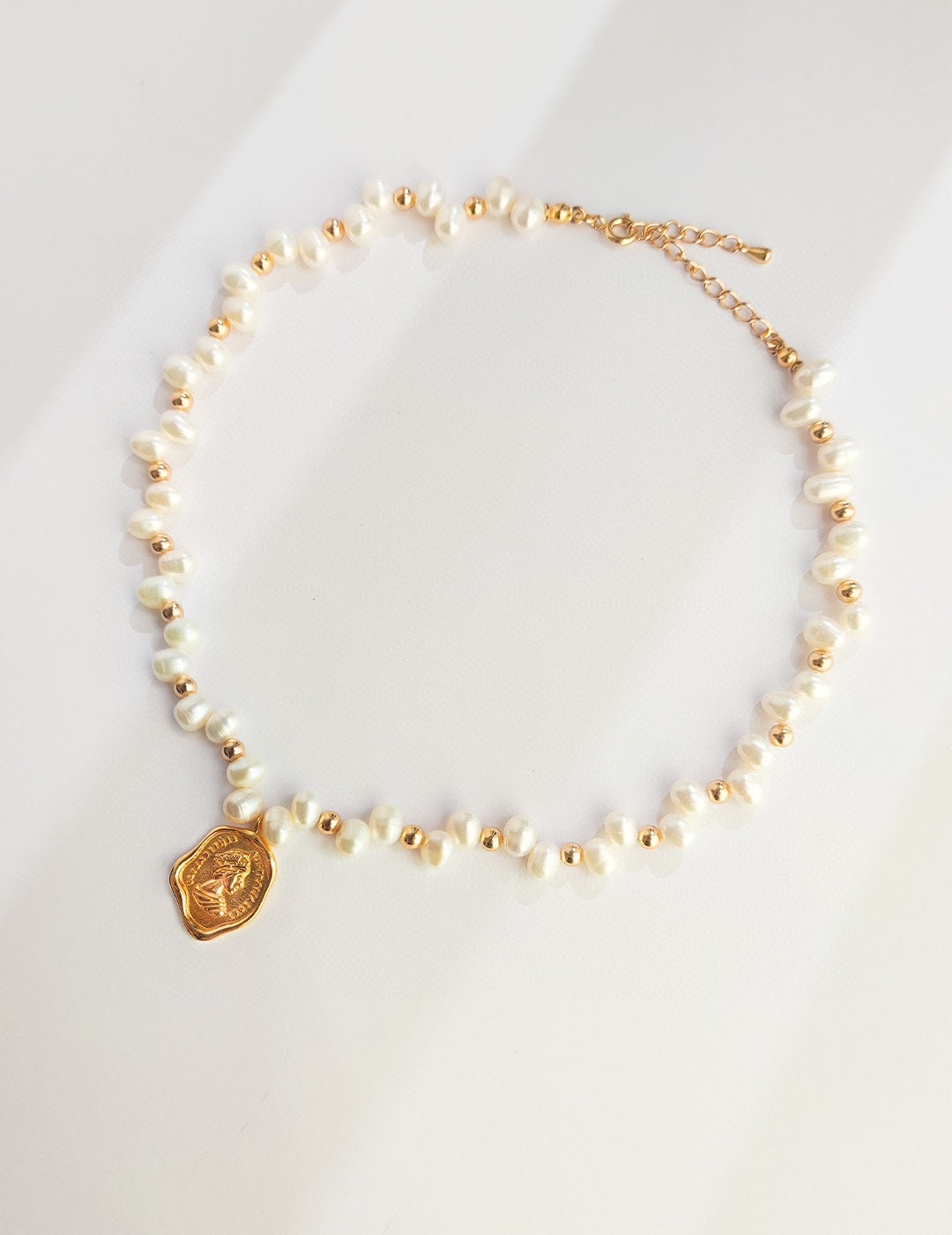 Pearl Portrait Medallion Necklace — product view