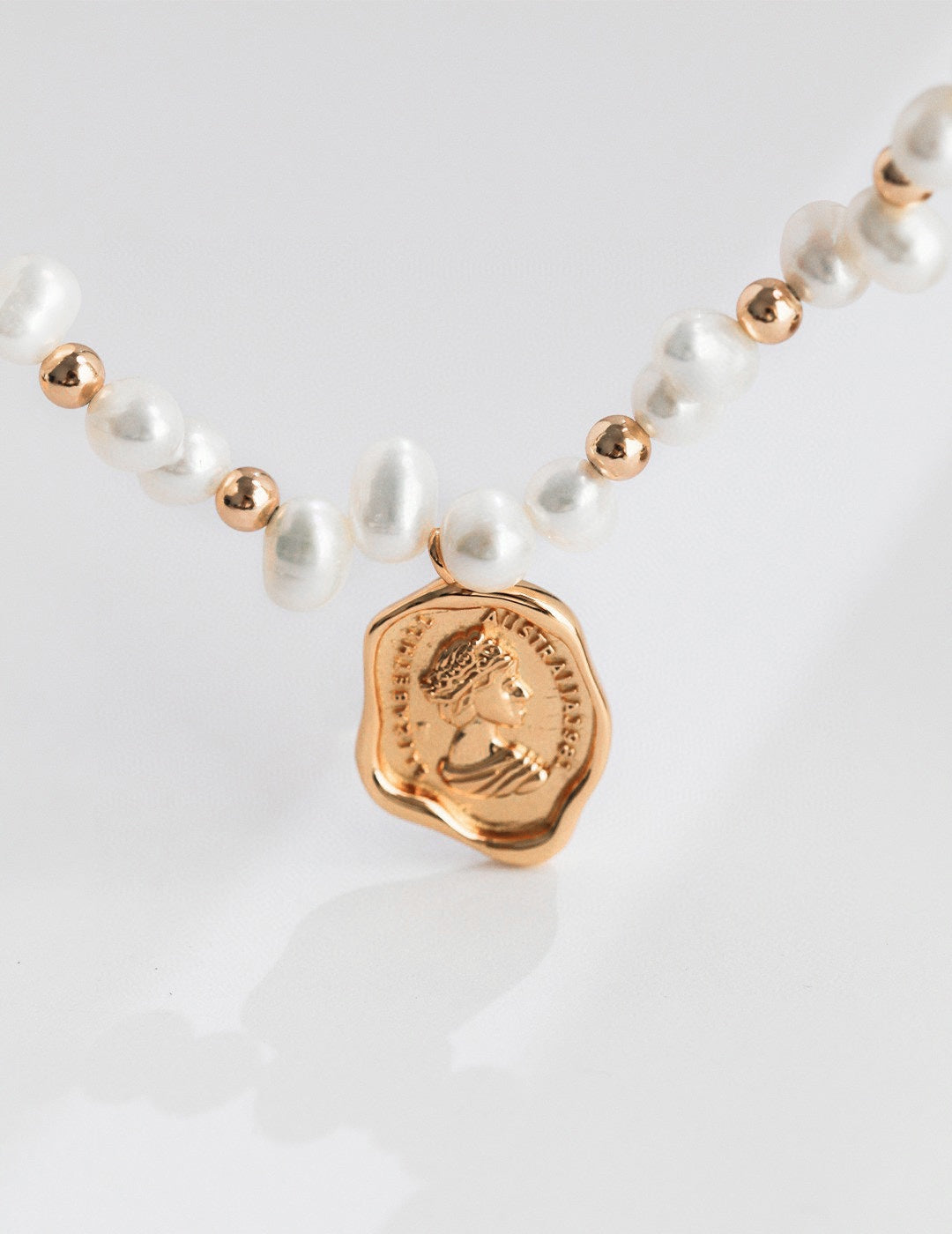 Pearl Portrait Medallion Necklace — detail or styling view; other jewelry sold separately