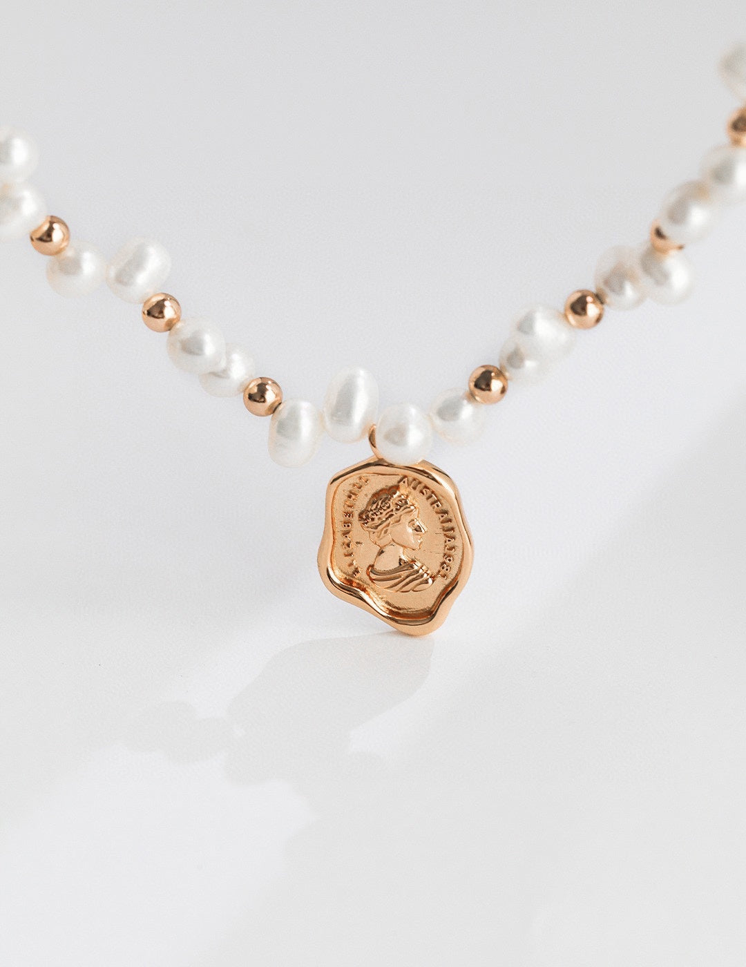 Pearl Portrait Medallion Necklace — detail or styling view; other jewelry sold separately
