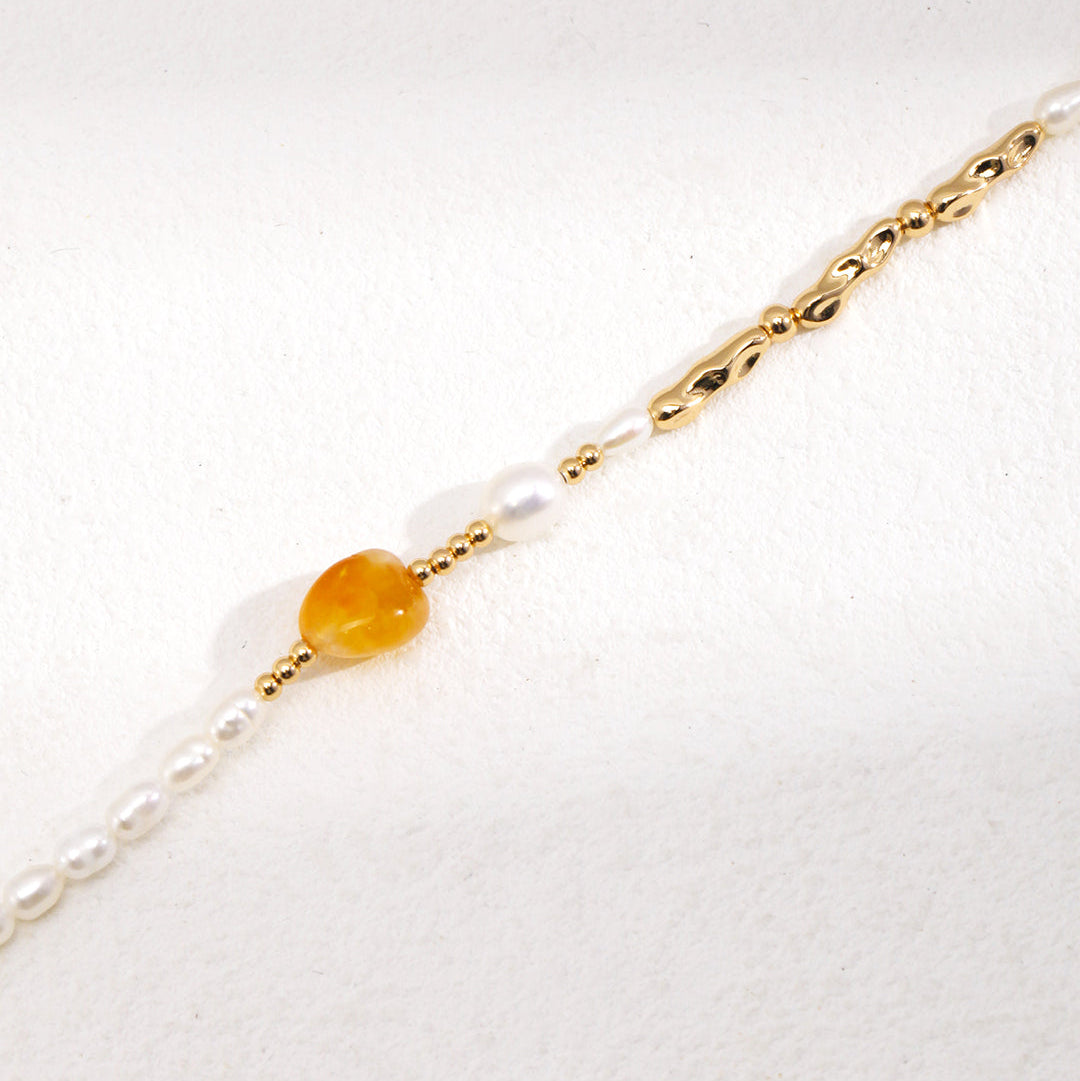 Pearl & Tiger's Eye Pendant Necklace — product and styling view; other jewellery sold separately