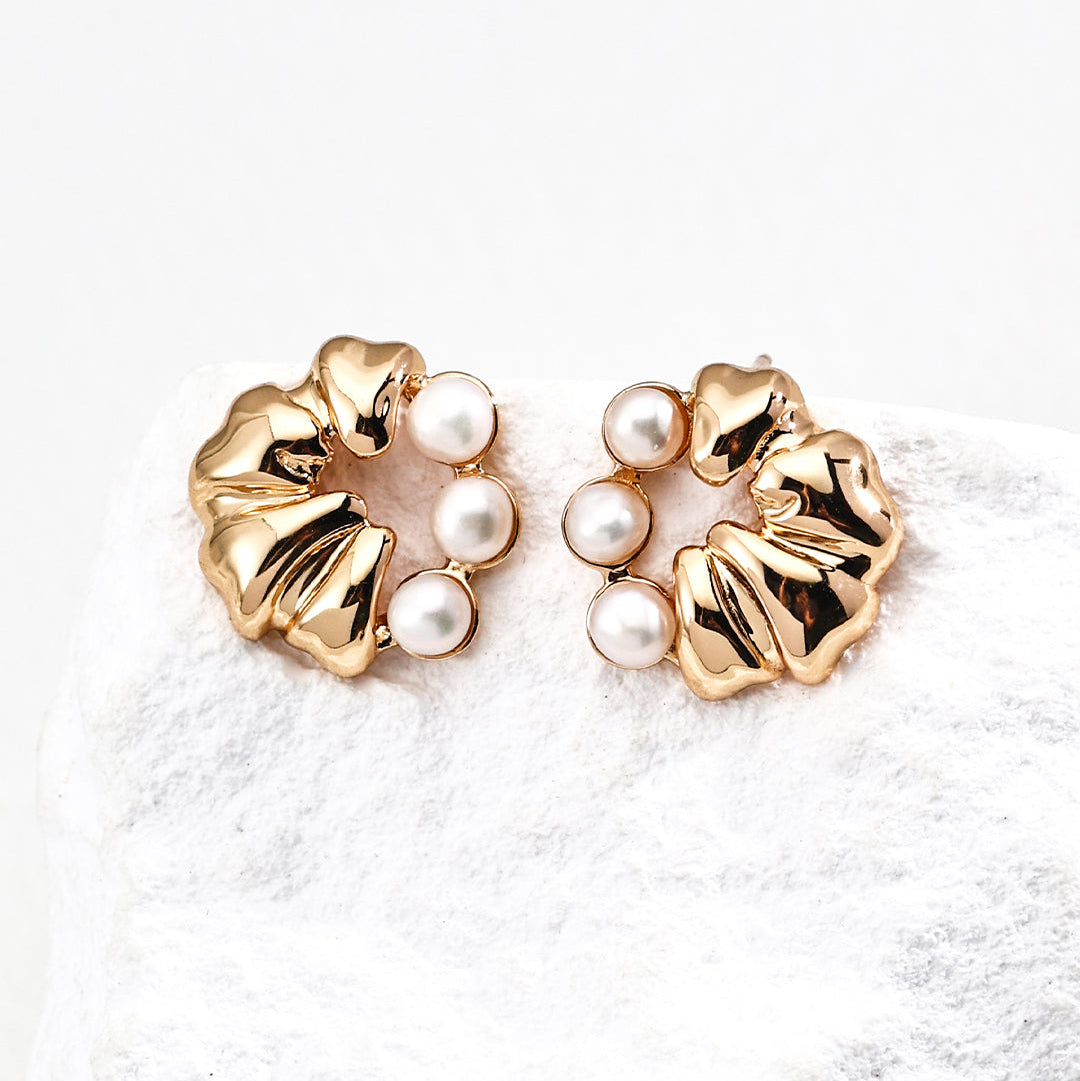 Sculptural Faux Pearl Cluster Earrings — product and styling view; other jewellery sold separately