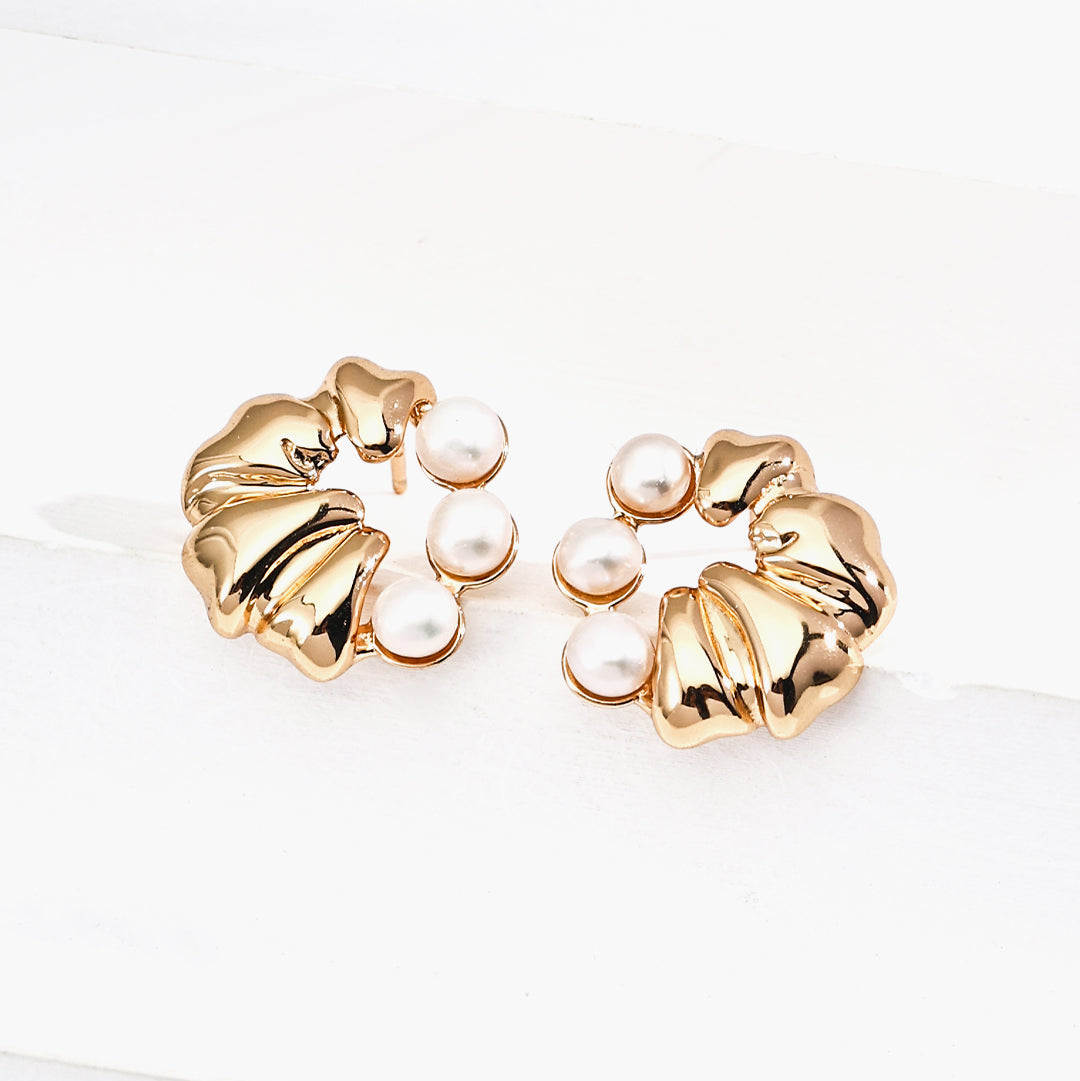 Sculptural Faux Pearl Cluster Earrings — product and styling view; other jewellery sold separately