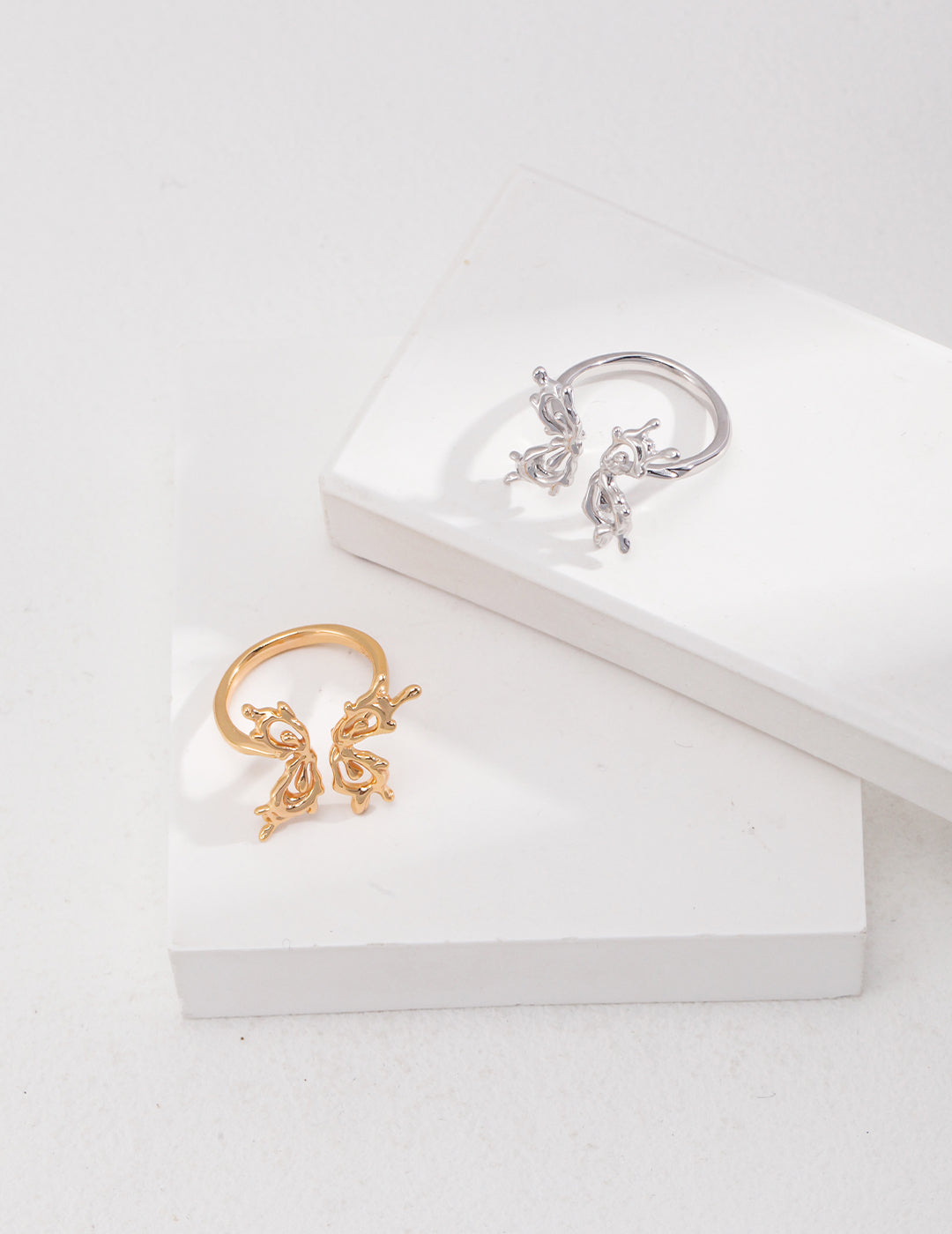 Sculptural Orchid Open Ring — detail or styling view; other jewelry sold separately