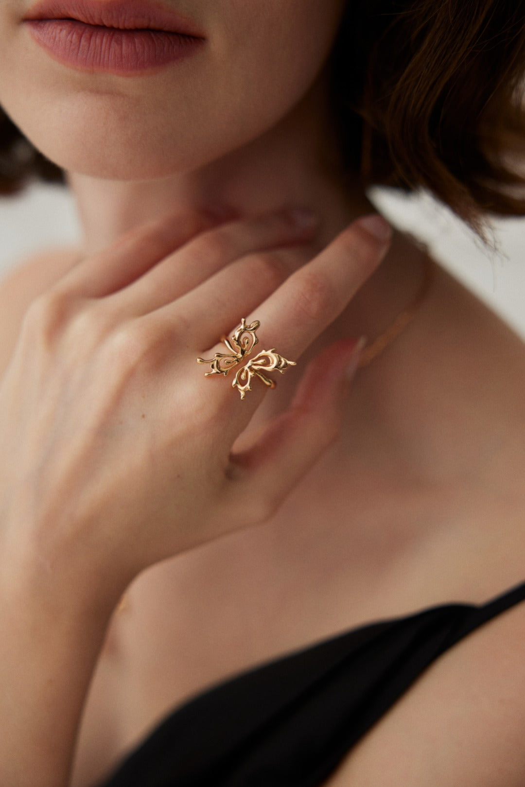 Sculptural Orchid Open Ring — detail or styling view; other jewelry sold separately