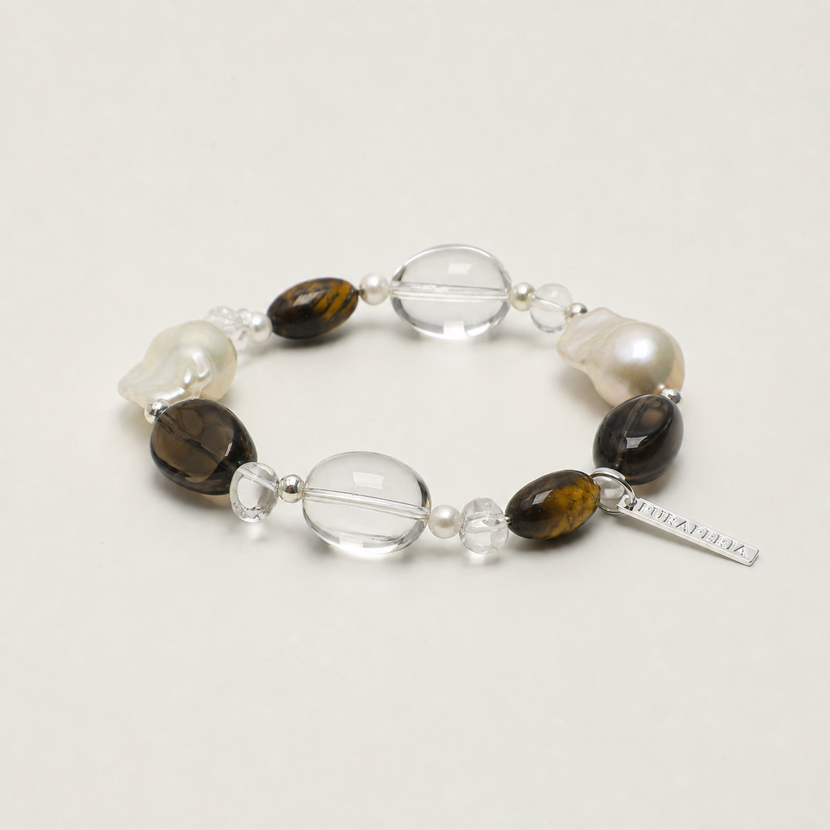Smoky Quartz & Tiger's Eye Bracelet alternate angle showing overall construction