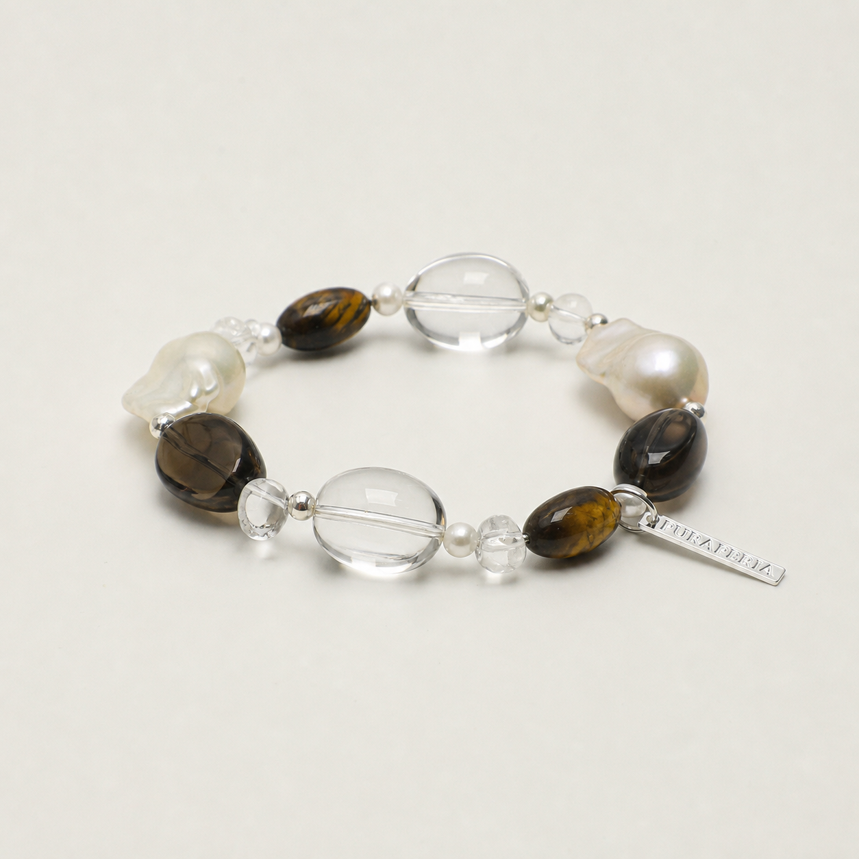Smoky Quartz & Tiger's Eye Bracelet alternate angle showing overall construction