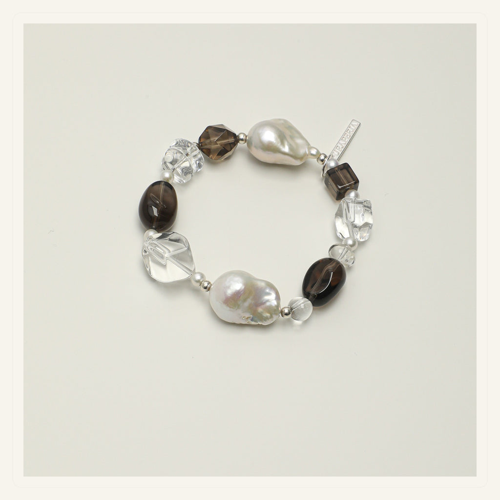 Smoky Quartz Baroque Pearl Bracelet