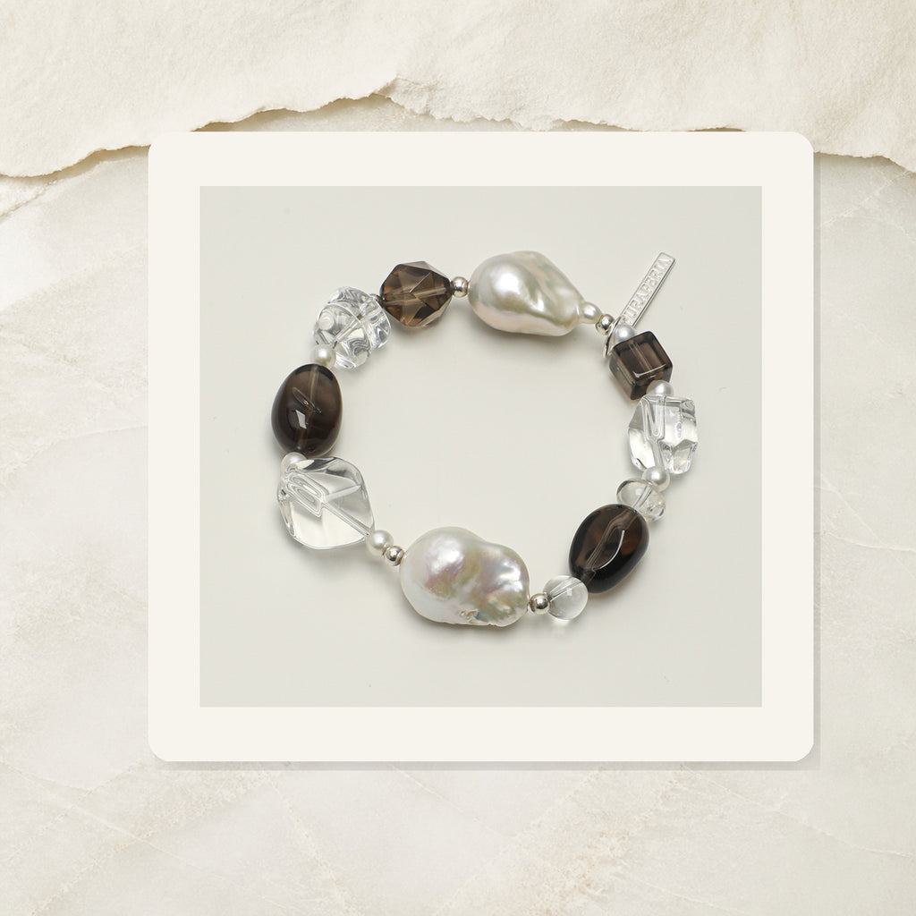 Smoky Quartz Baroque Pearl Bracelet