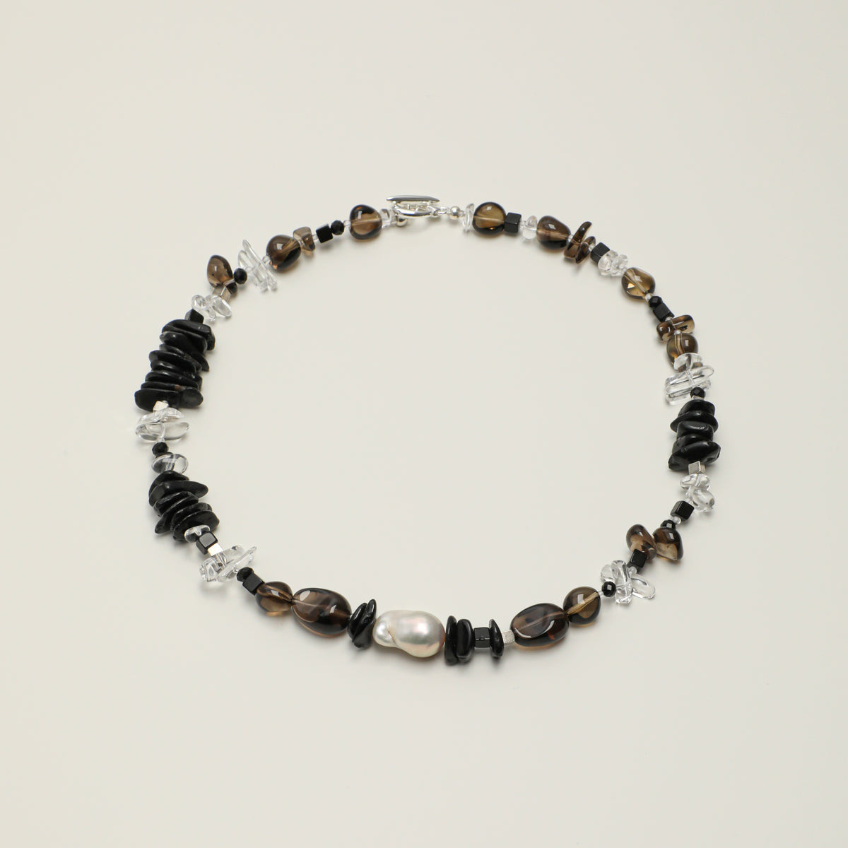 Smoky Quartz & Black Tourmaline Toggle Necklace