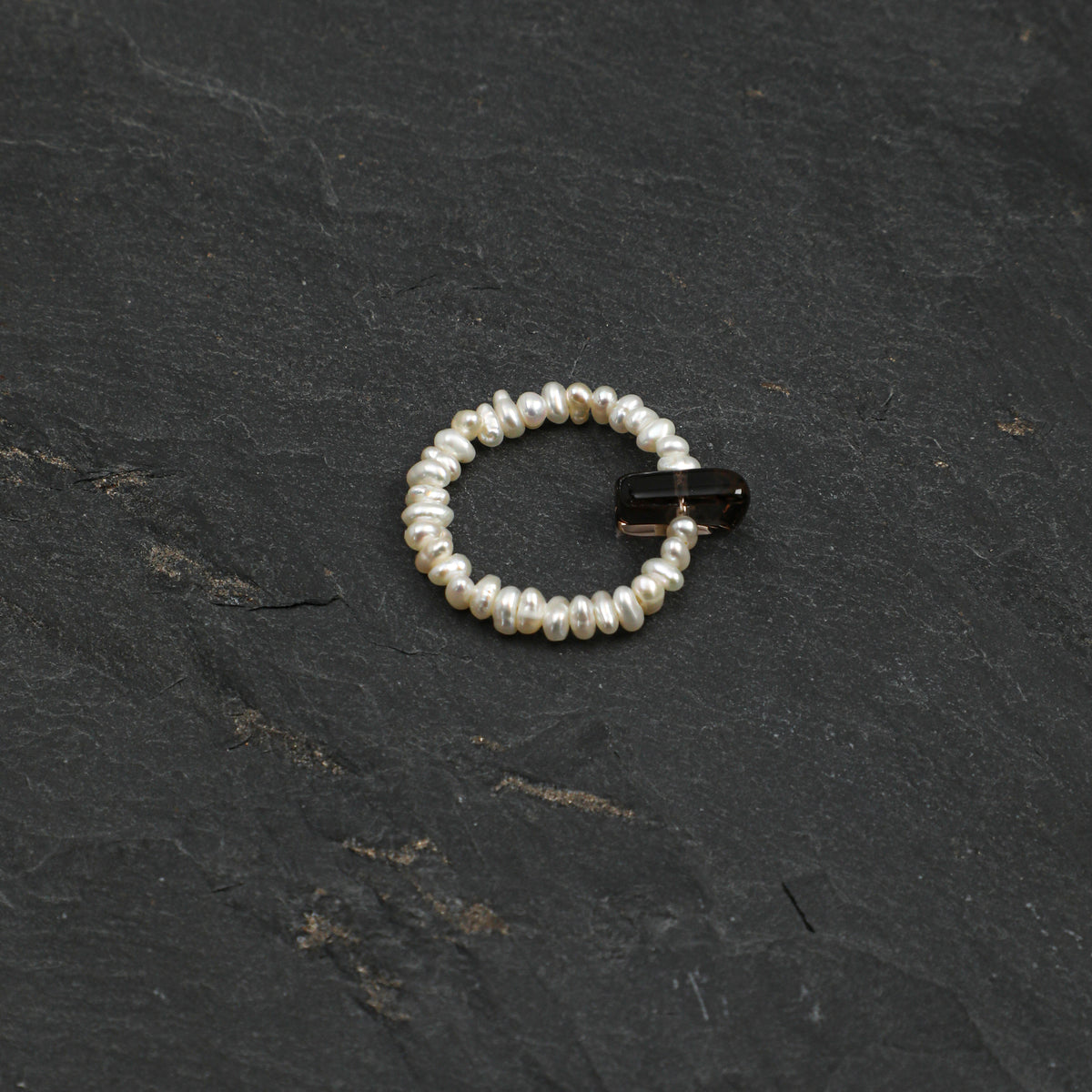 Earth Element Smoky Quartz & Pearl Ring main product image