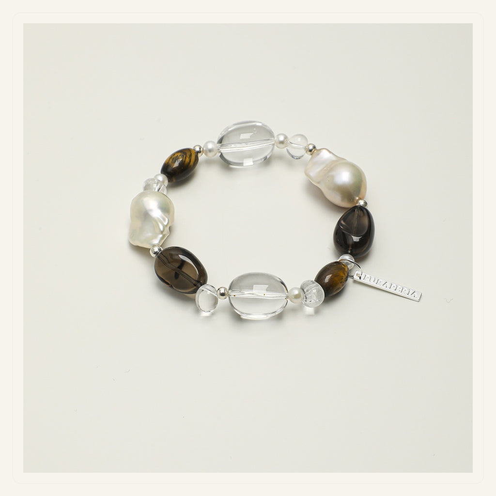 Smoky Tiger Eye Pearl Bracelet