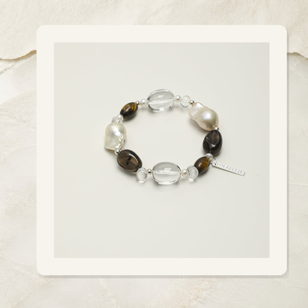 Smoky Tiger Eye Pearl Bracelet